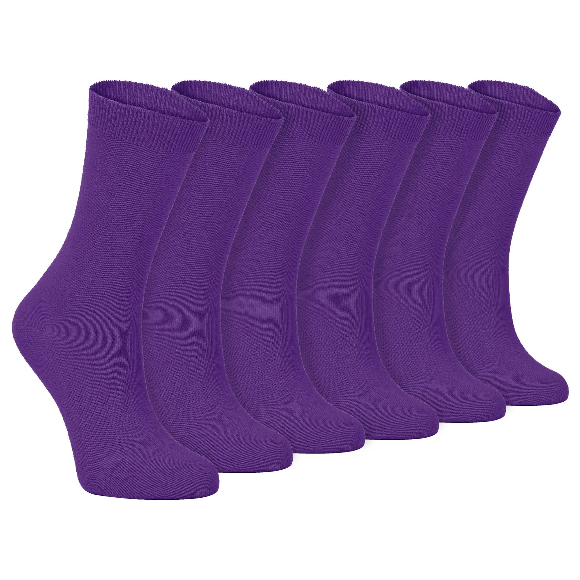 Sock Snob Men's Pl30 Purple - 6 Pairs Of Ladies Thin Plain Coloured Cotton Rich Ankle Socks 4-7 Uk (4-7 Uk, ) (4-7 Uk, )