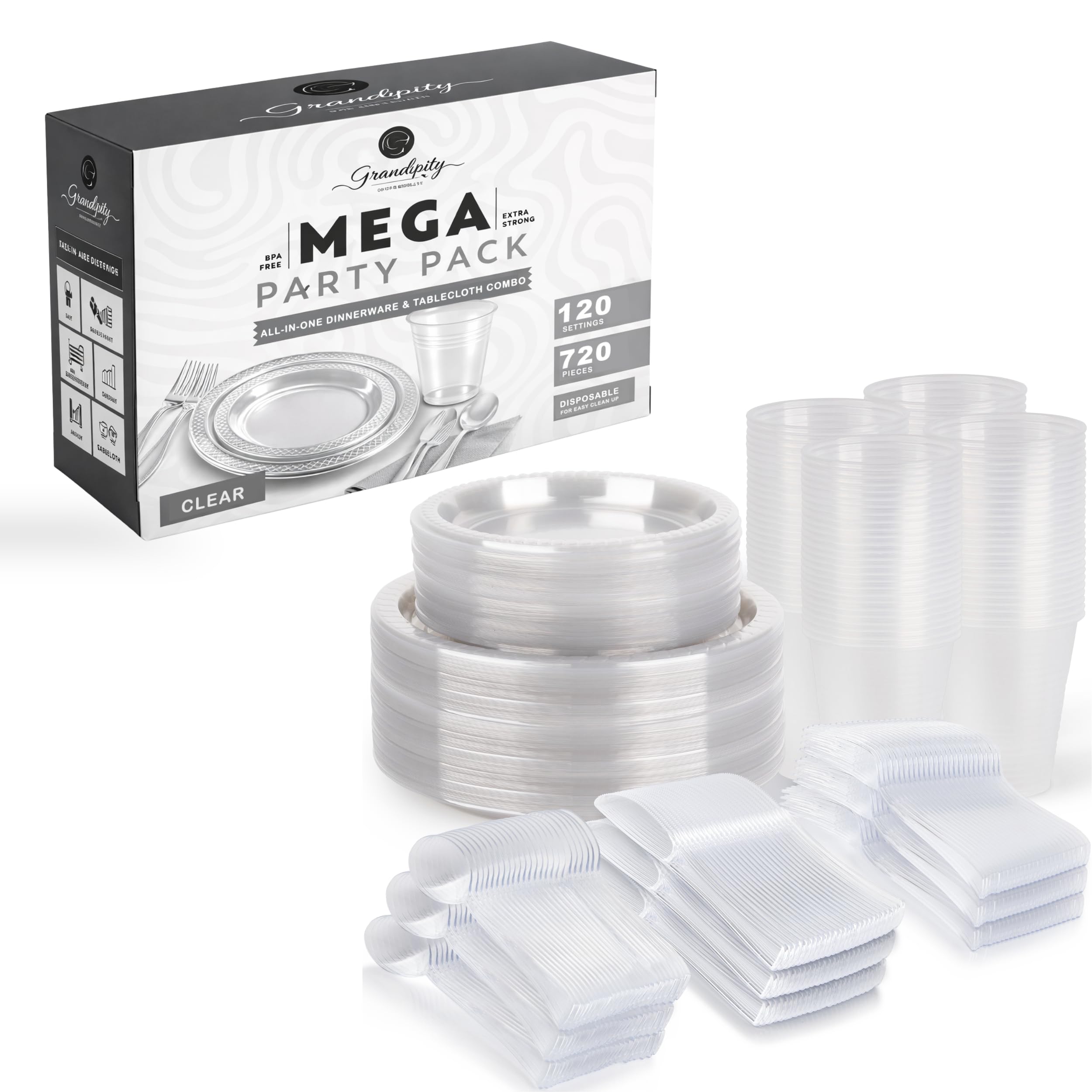 Grandipity Disposable Dinnerware Sets - 720 Piece -1