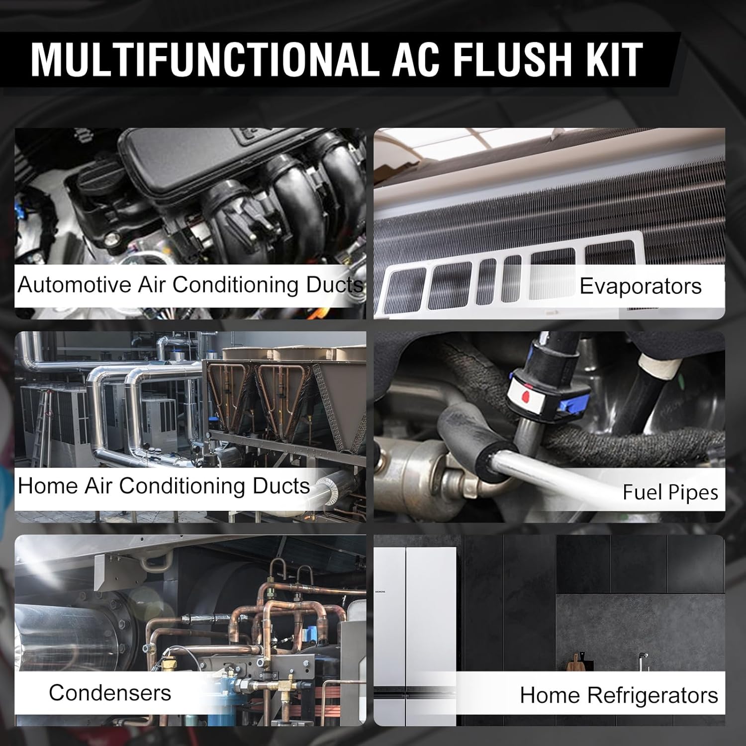 QPKING AC Flush Kit Car Air Conditioner System Pipe Cleaning Bottle Flush Canister Clean Tool for Auto HVAC Pipe Line Cleaning,R134A R12 R22 R404 R410A with 220 PSI Gauge, Air Plug Fittings & Hose