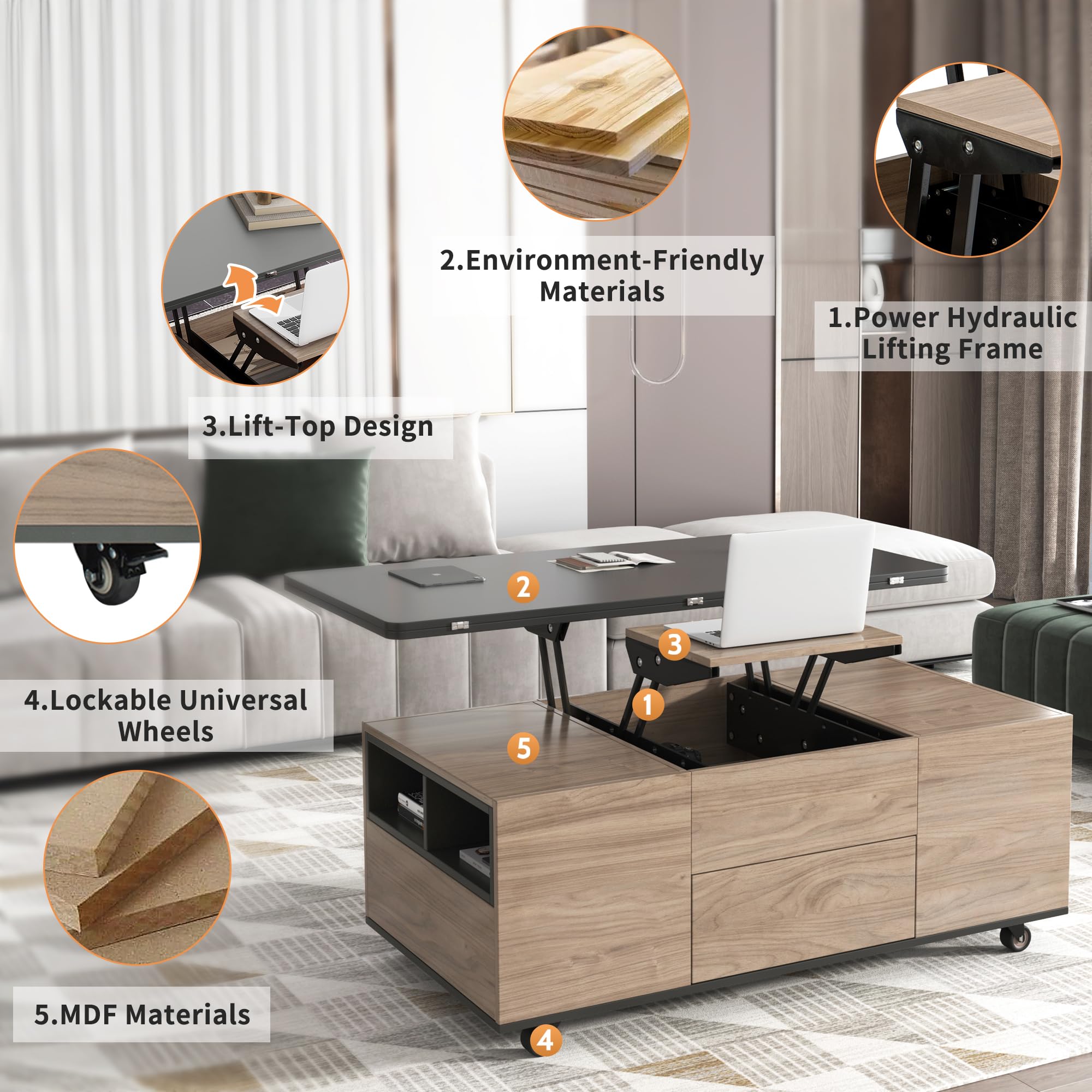 Amazon.com: LZ LEISURE ZONE Lift Top Coffee Table with Lockable