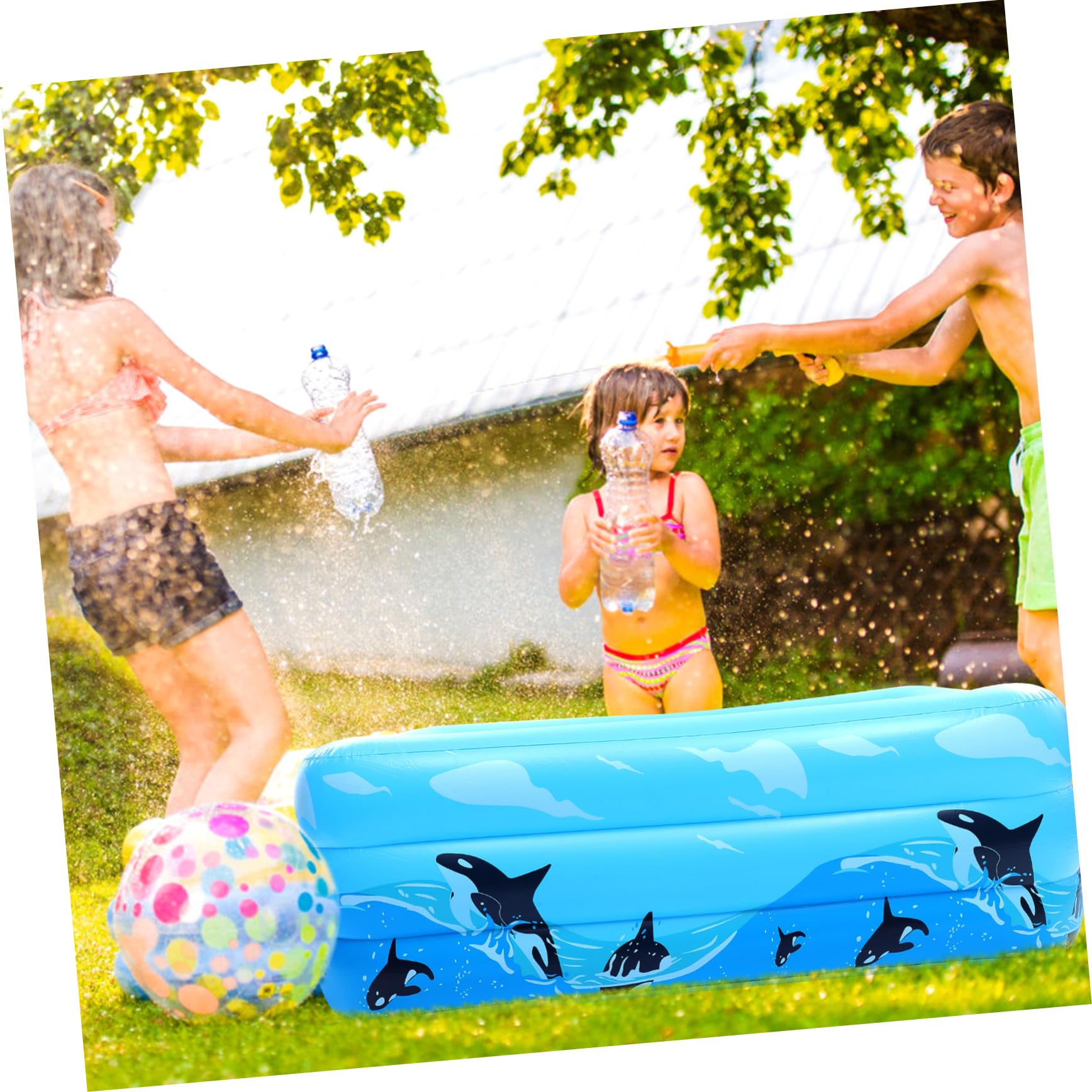 KOMBIUDA Piscina Gonfiabile Per Design Orca Gioco Acquatico Per Interni Ed Esterni Facile Da Trasportare e Riporre Per Feste Estive e Relax
