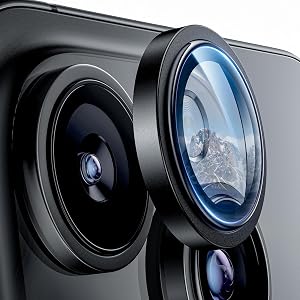 Hoerrye for iPhone 16 Pro Max/iPhone 16 Pro Camera Lens Protector [1:1 Keep Original Lens Design ＆ 10X shatterproof] TOP 9H+ Tempered Glass Camera Cover Accessories Case Friendly,Black
