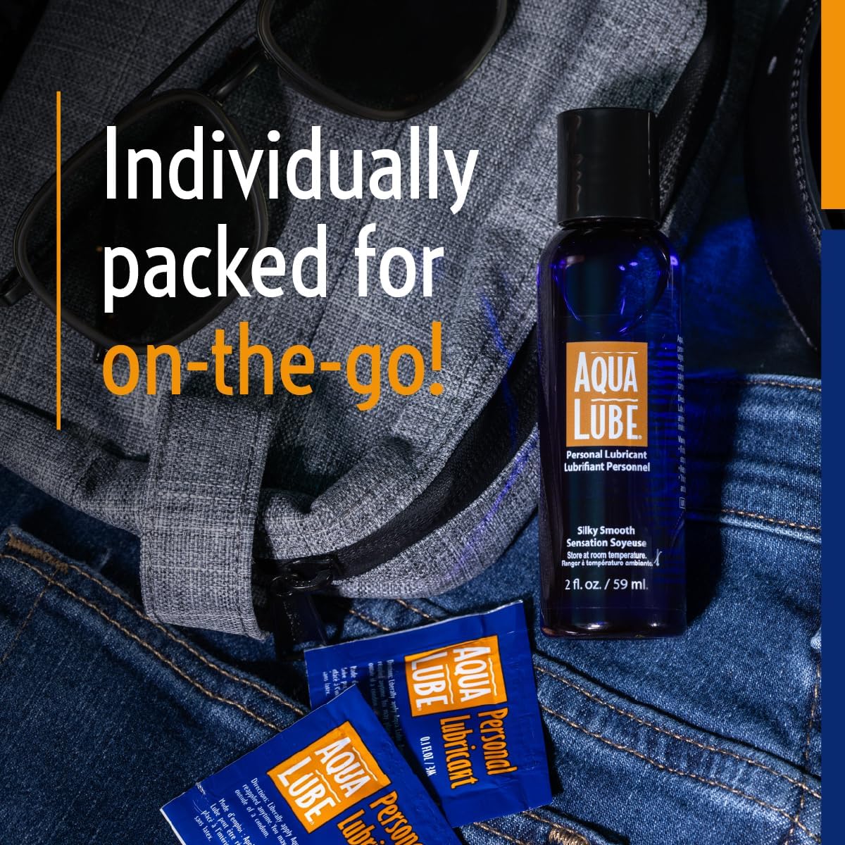 Aqua Lube I Personal Water Based Lubricant I Silky & Smooth I for Men and Women I Bag of 144 Count I 0.1 Fl Oz / 3 ml Each
