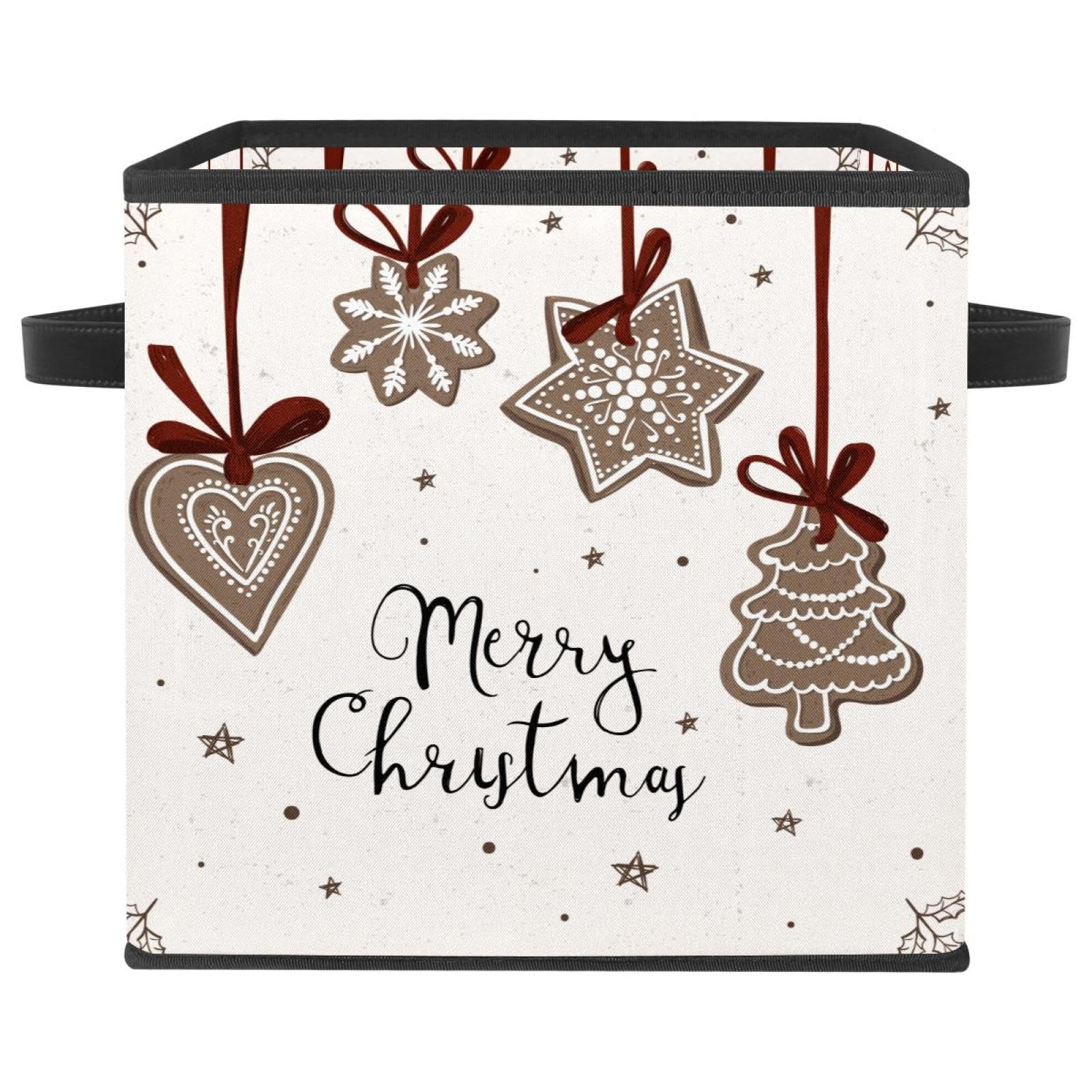 Boîte de rangement pliable cube en tissu avec poignées pour vêtements et placard