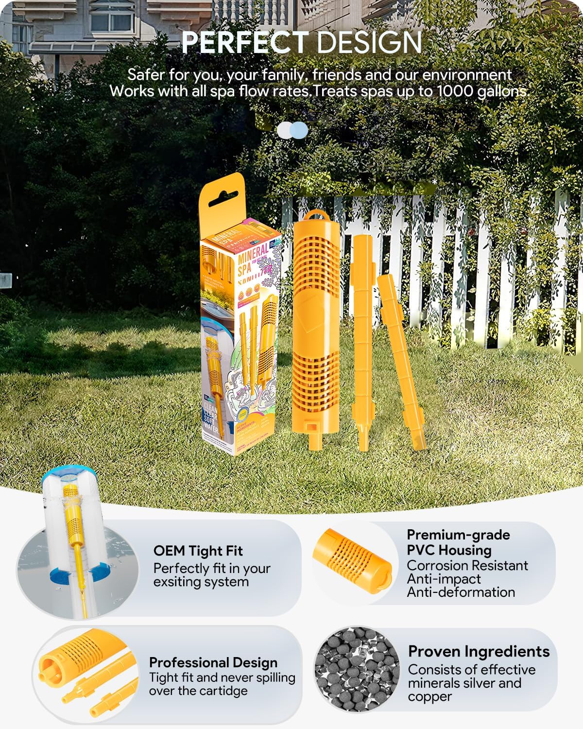 Replacement for Nature2 SPA Stick Mineral Cartridge W20750 for All Hot Tubs & Spas System All Spa Flow Rates Up to 1000 gallons, 8 Pack