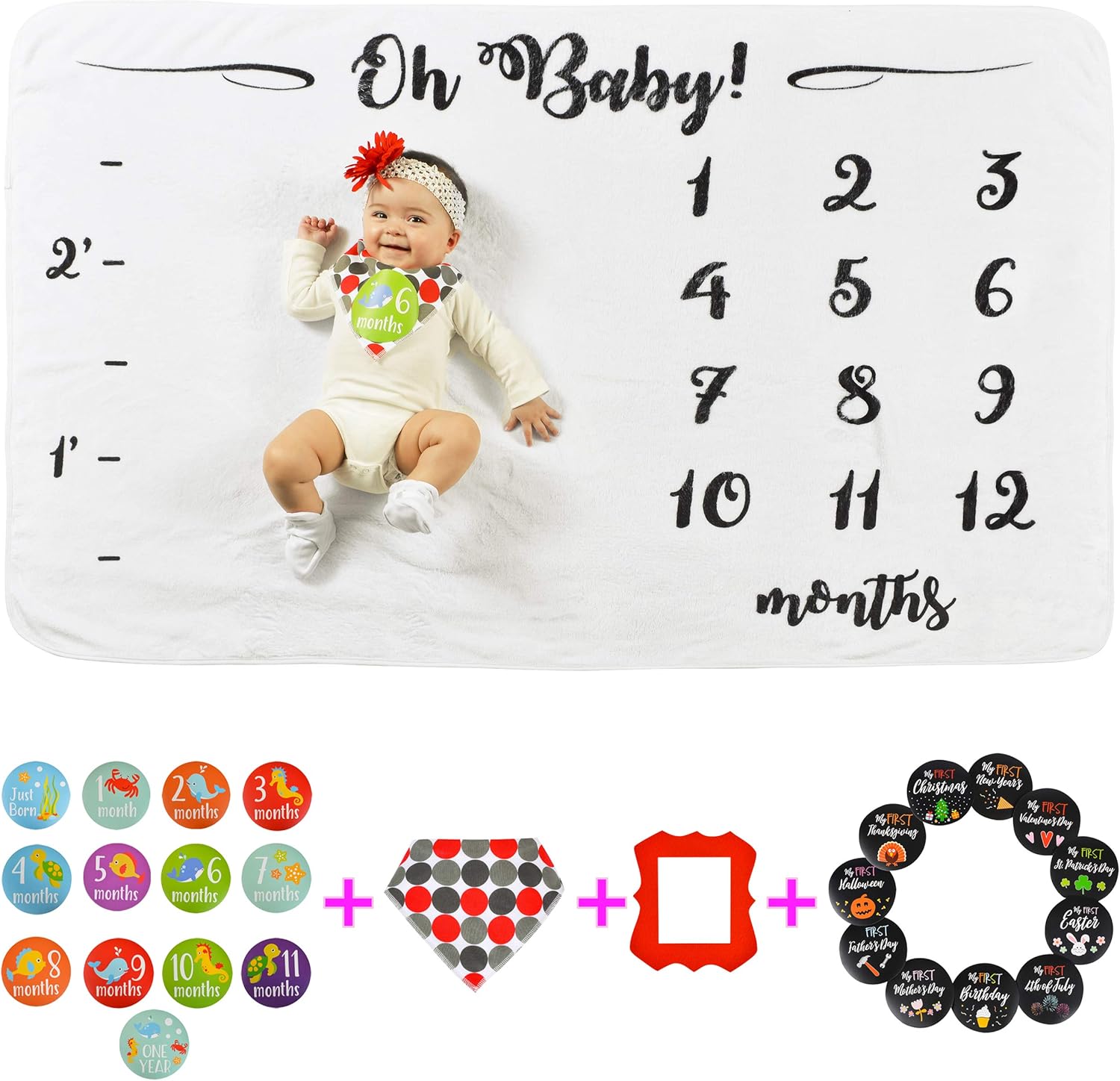 Deluxe Baby Milestone Blanket Gift Set, Premium Picture Accessories, Gorgeous, Plush Blanket Set