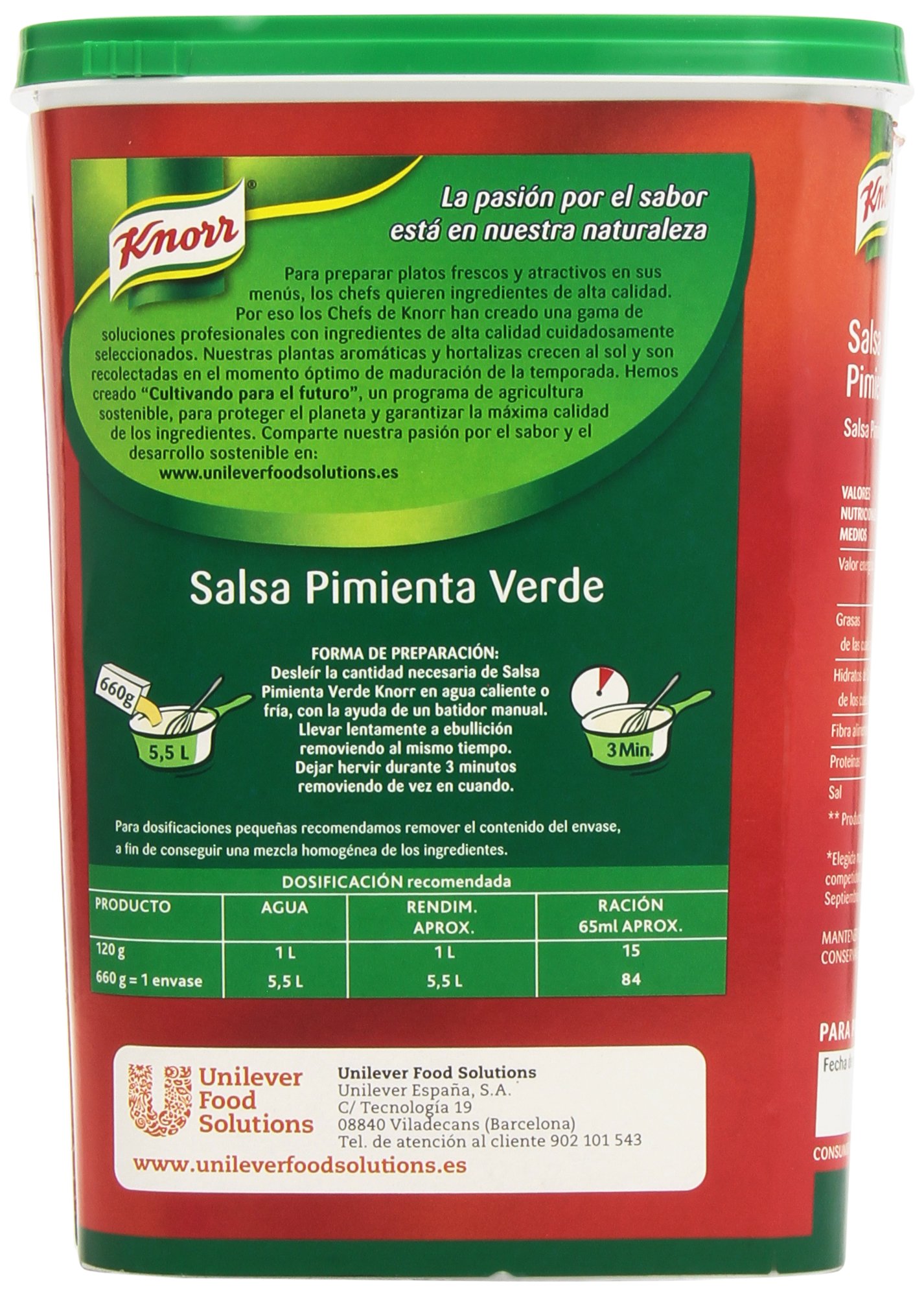 Knorr - Salsa - Pimienta Verde - 660 g