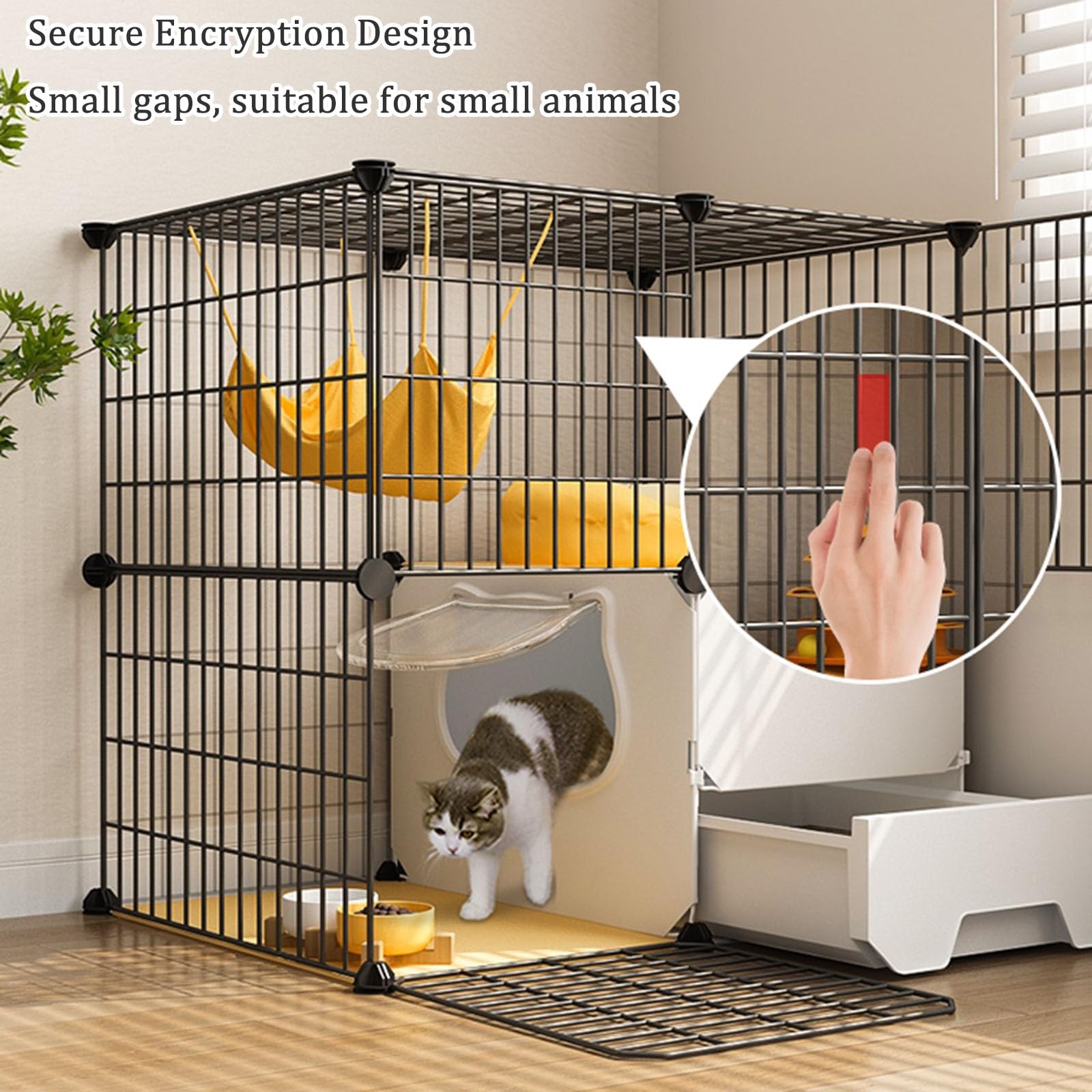 Jaula para Gatos, Jaula Grande para Gatos de Interior con Caja de Arena, recintos para Gatos de 3 Niveles, Corral Grande de Alambre de Metal Desmontable para Conejos y Cachorros, Uso en Inte