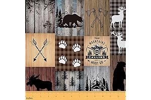 Plaid Deer Bear Cabin Fabric for 1 Yard