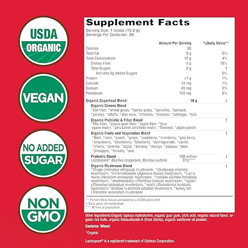 Miniatura 2 de COUNTRY FARMS Super Greens sabor a bayas, 50 súper alimentos orgánicos, mezcla de bebida orgánica USDA (pasto de trigo, espirulina, clorella),