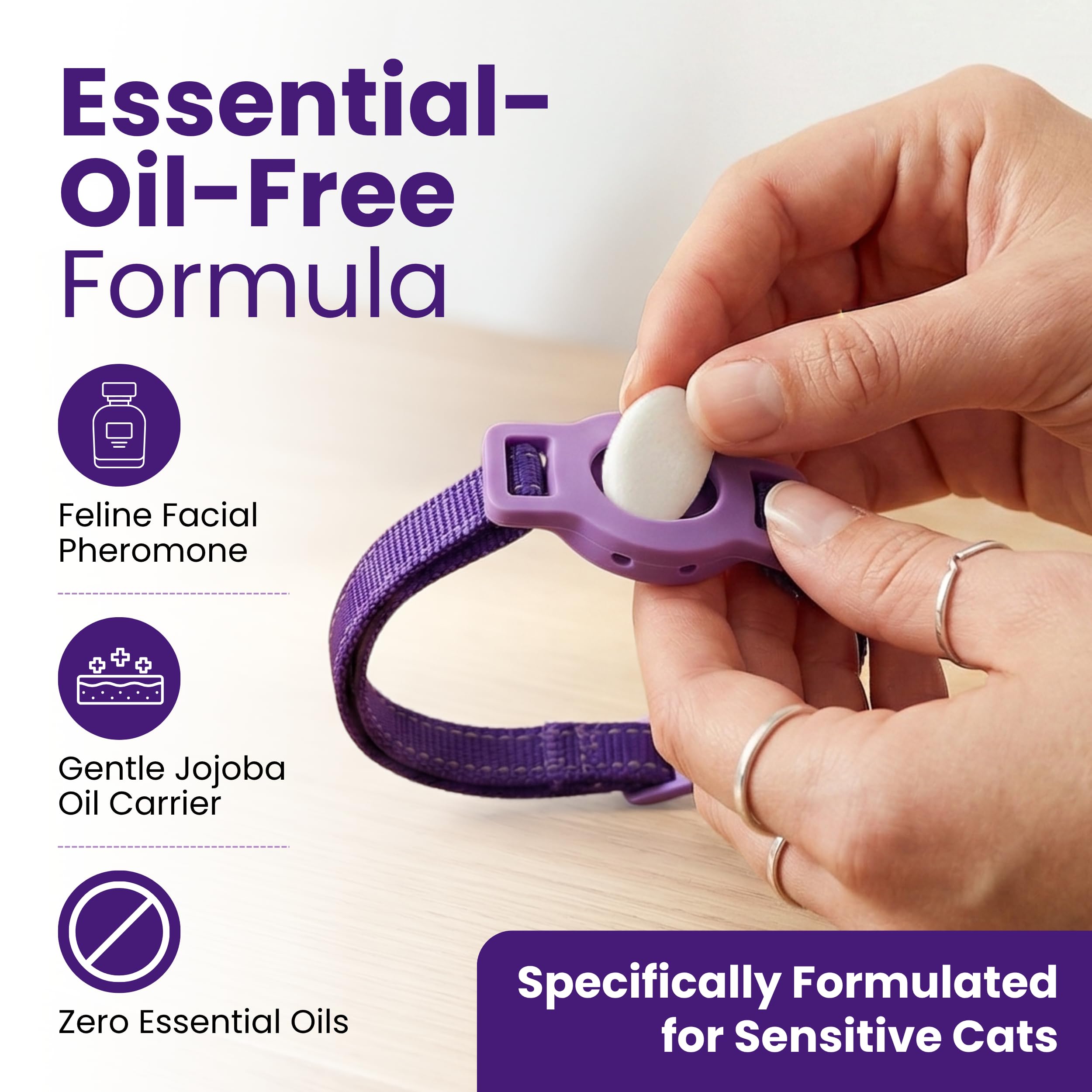 Collier apaisant pour chats sensibles - Formule sans huile essentielle non parfumée - Le système de phéromones le plus sûr et le plus confortable - Dure jusqu'à 60 jours Kitty Kompass