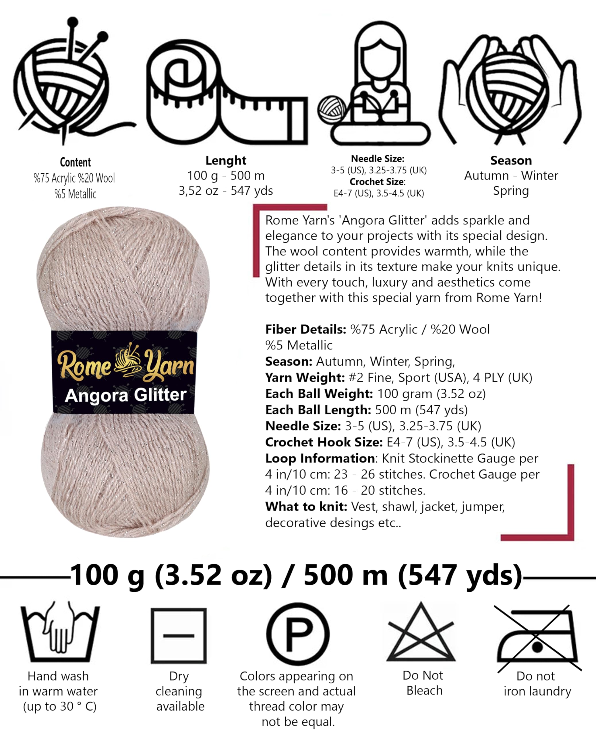 Rome Yarn Angora Glitter, 762 - Image 2