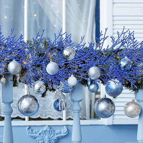 Miniatura 7 de 15 piezas de ramas de cedro artificiales con purpurina dorada, ramas de cedro sintético, tallos de árboles de Navidad, en aerosoles de 15.4 pulgadas