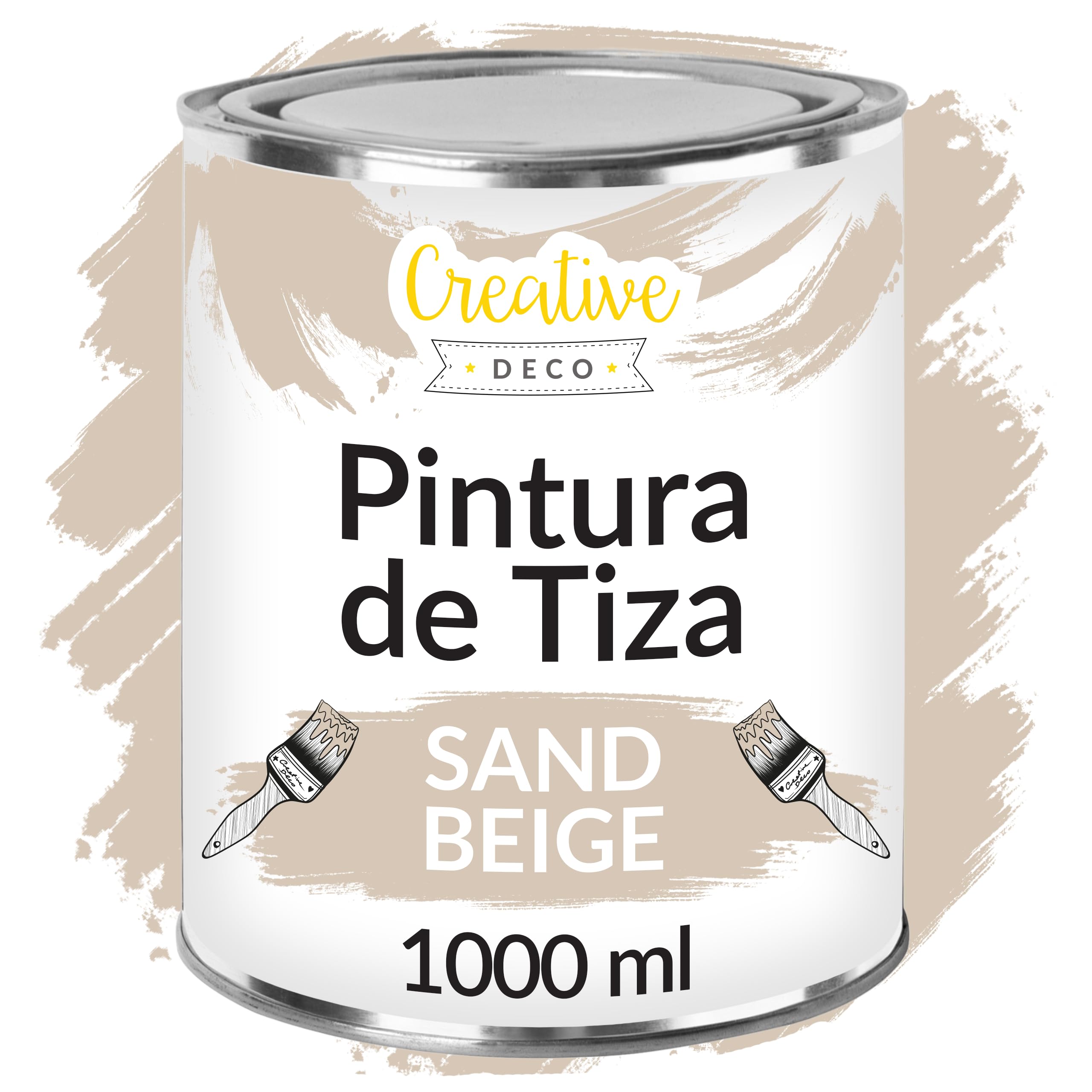 Creative DECO 1L Beige Arena Pintura a la Tiza para Muebles sin Lijar Chalk Paint | Pintura Madera Mate y Lavable | Renovación, Decoración, Manualidades | Posible Efecto de Barrido y Gradiente