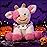 Hopearl Adorable Halloween Plush Cow Toy with Knitted Cute Ghost Bib Floppy Dairy Cattle Soft Stuffed Animal Gifts for Boys Girls Kids Toddlers, Pink, 9\'\'