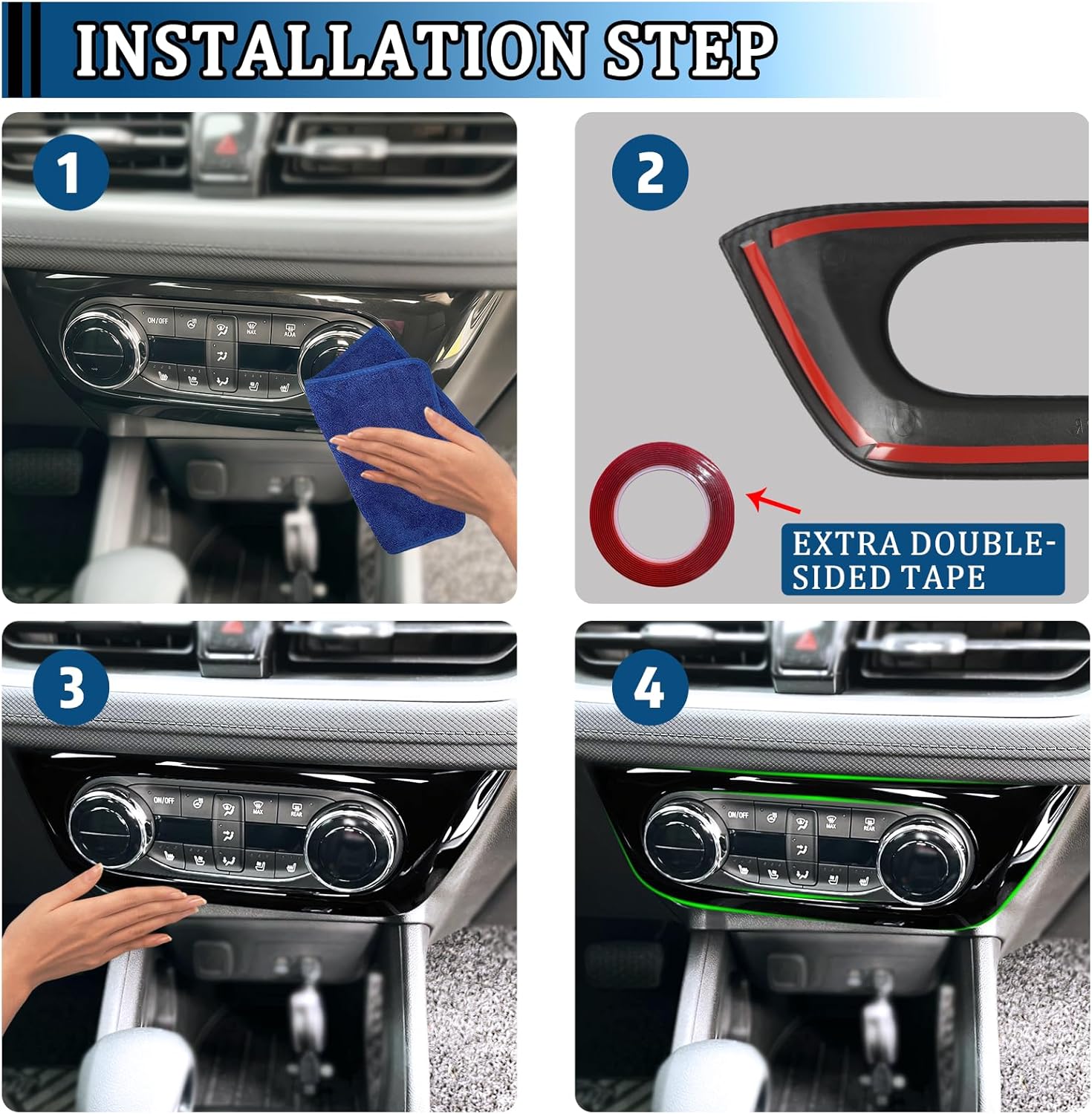 1 Pcs Center Air Conditioning A/C Switch Button Panel Frame Cover Trim for Chevrolet Trailblazer 2024-2026 Central Control Decoration Accessories (ABS Gloss Black)