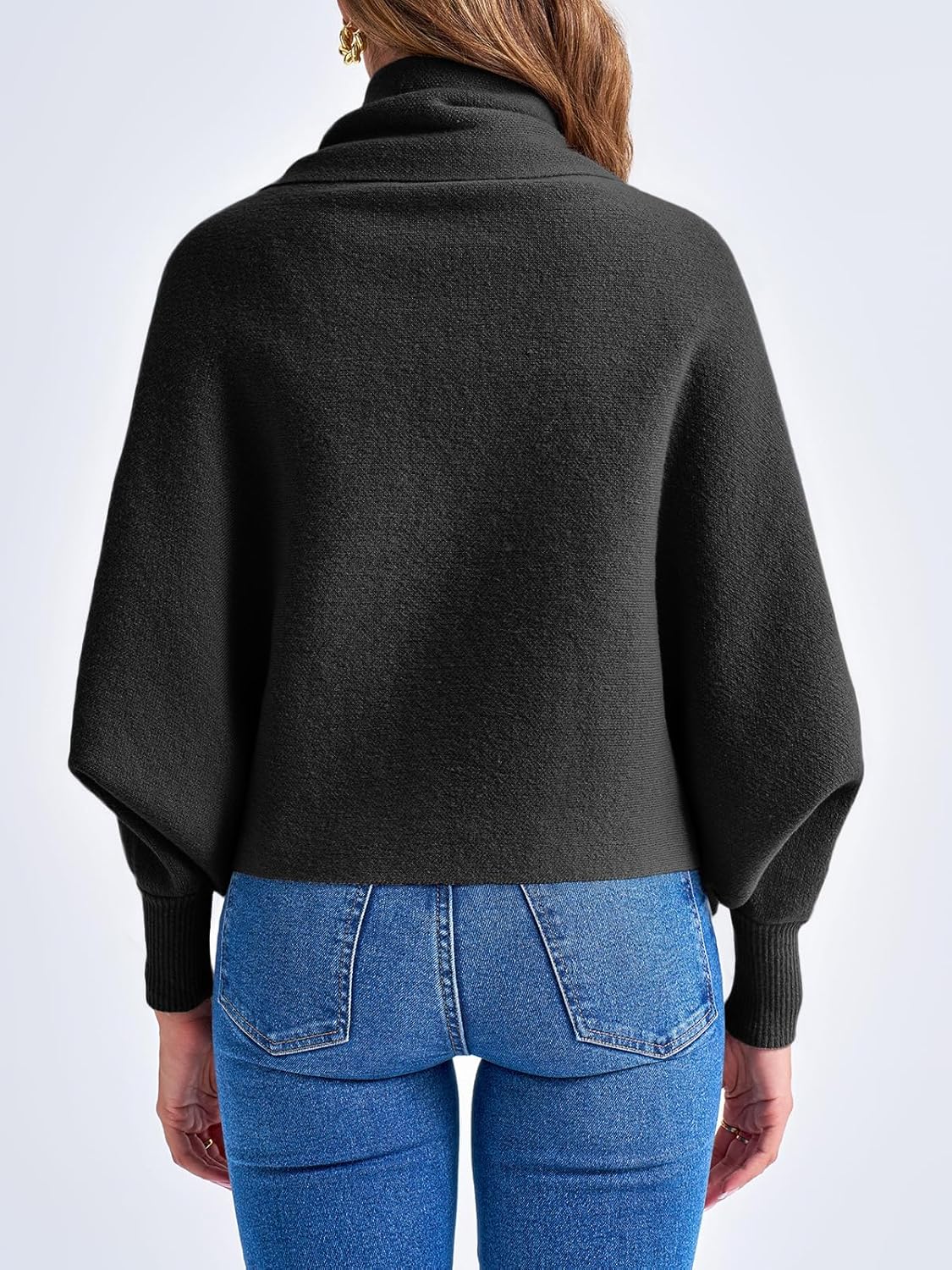 Saodimallsu Womens Open Front Cardigan Batwing Long Sleeve Shawl Chunky Knit Loose Fall Poncho Sweater Coats - Image 5