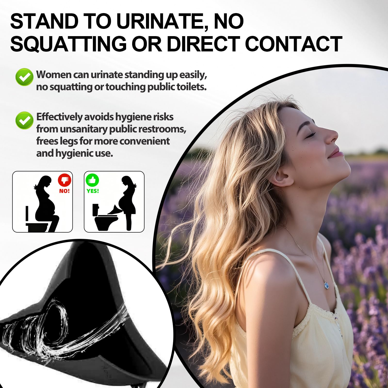 Portatif Urinoir Femme, Urinoir Réutilisable à Entonnoir en Silicone, avec Tube d'extension, Urinoirs pour Femme Pliable en Portable, pourCamping, Toilettes pour Camping, Randonnée, Vacances