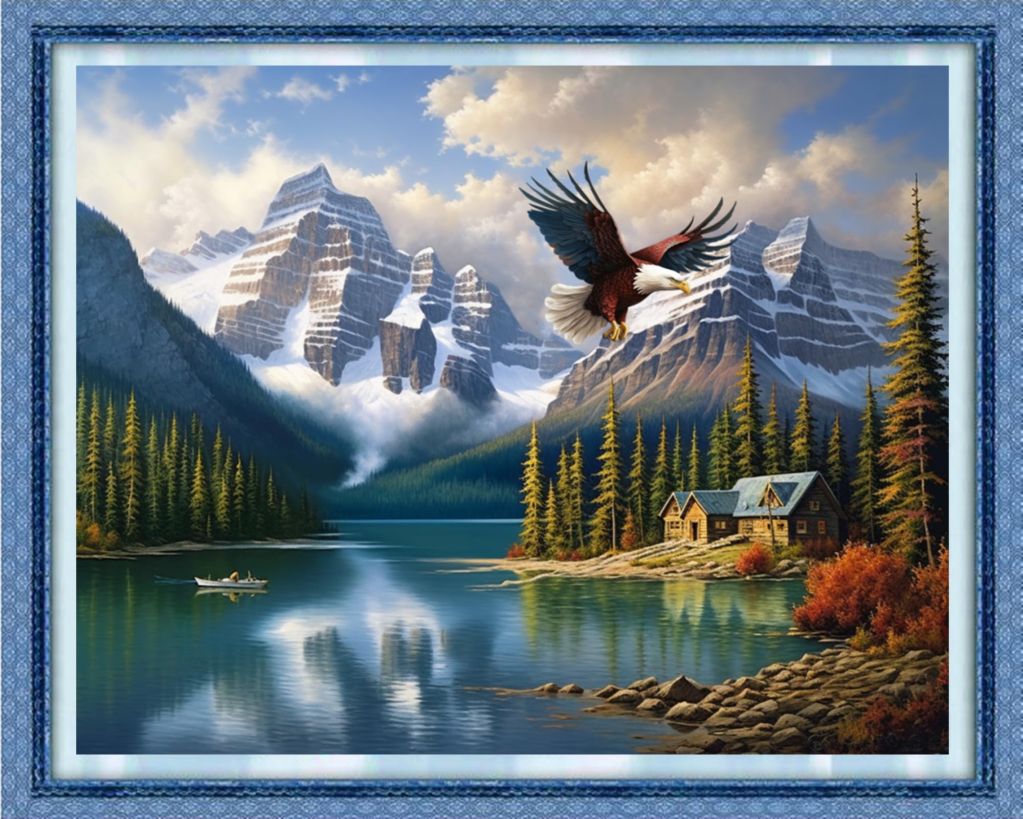 Dooxvey Cross Stitch Kits for Adults Stamped Full Range of Embroidery Starter Kits for Beginners 11CT Printed Cross Stitch Patterns Needlepoint Kits Stamped Crossstitch-Eagle Hunting 16x20 inch