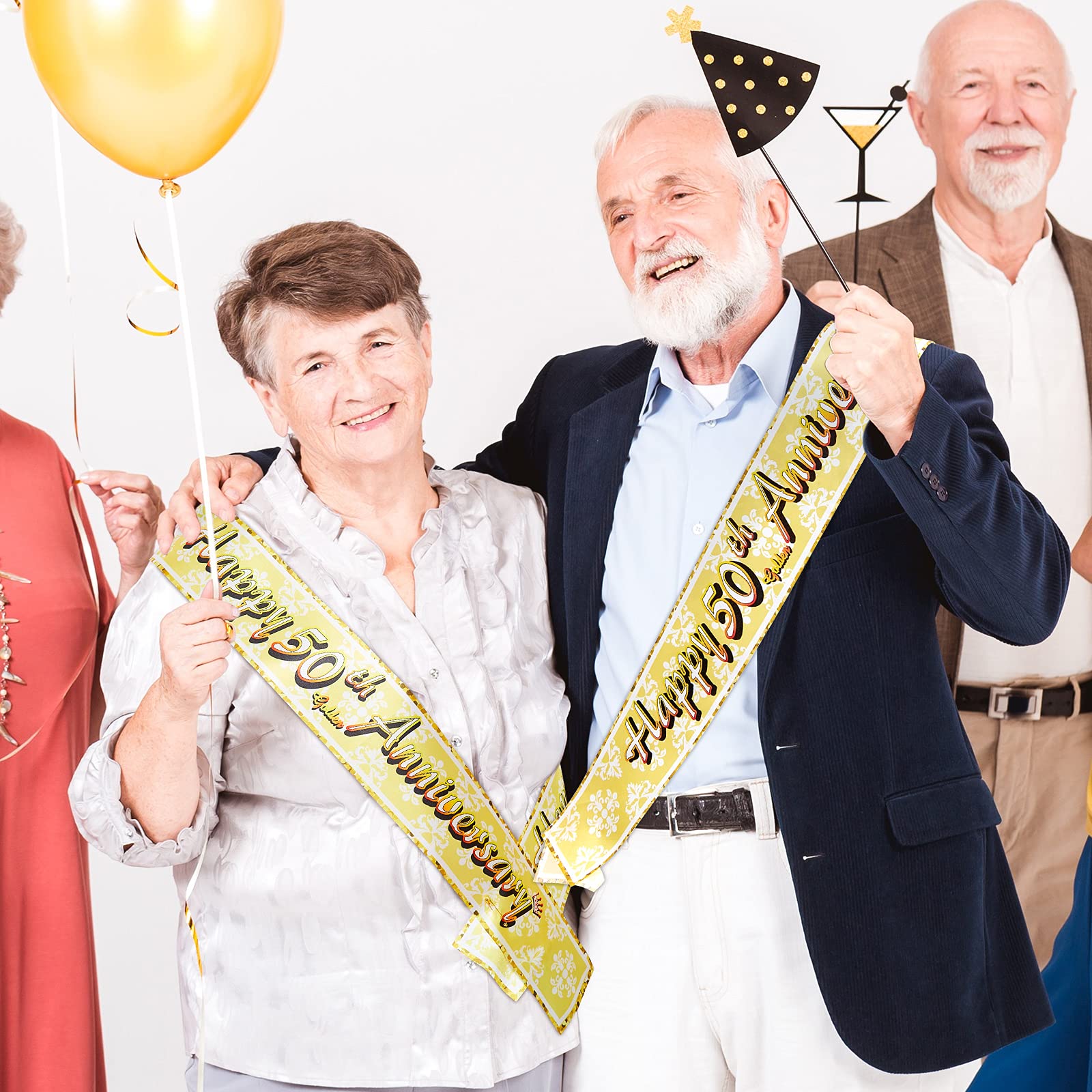 Dekoration Zum 50. Hochzeitstag In Schwarz-Gold Mit Banner, Tortenaufsatz & Wirbeln - Perfekt Für Die Jubiläumsfeier