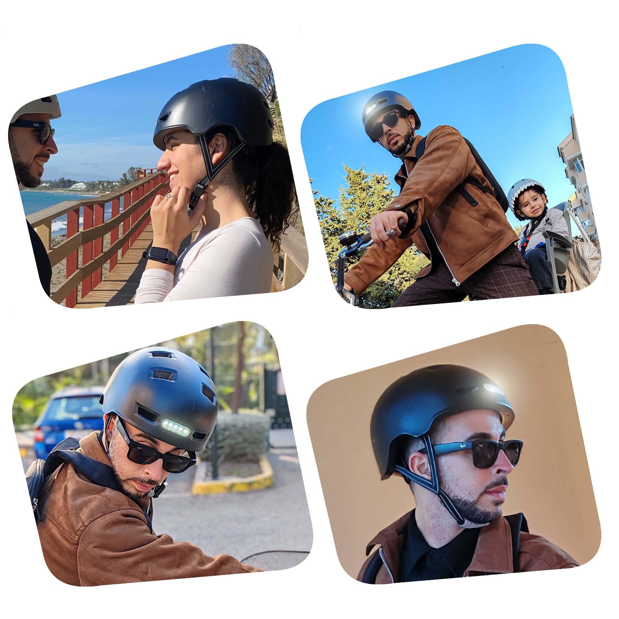 Crazy Safety Vertigo Casque De Vélo Noir Mat Lumière Avant Et Arrière USB | Casque pour Trottinette, Skateboard, Rollers et Vélo BMX, Casque de Vélo de Ville pour Hommes et Femmes | L 57-61 cm