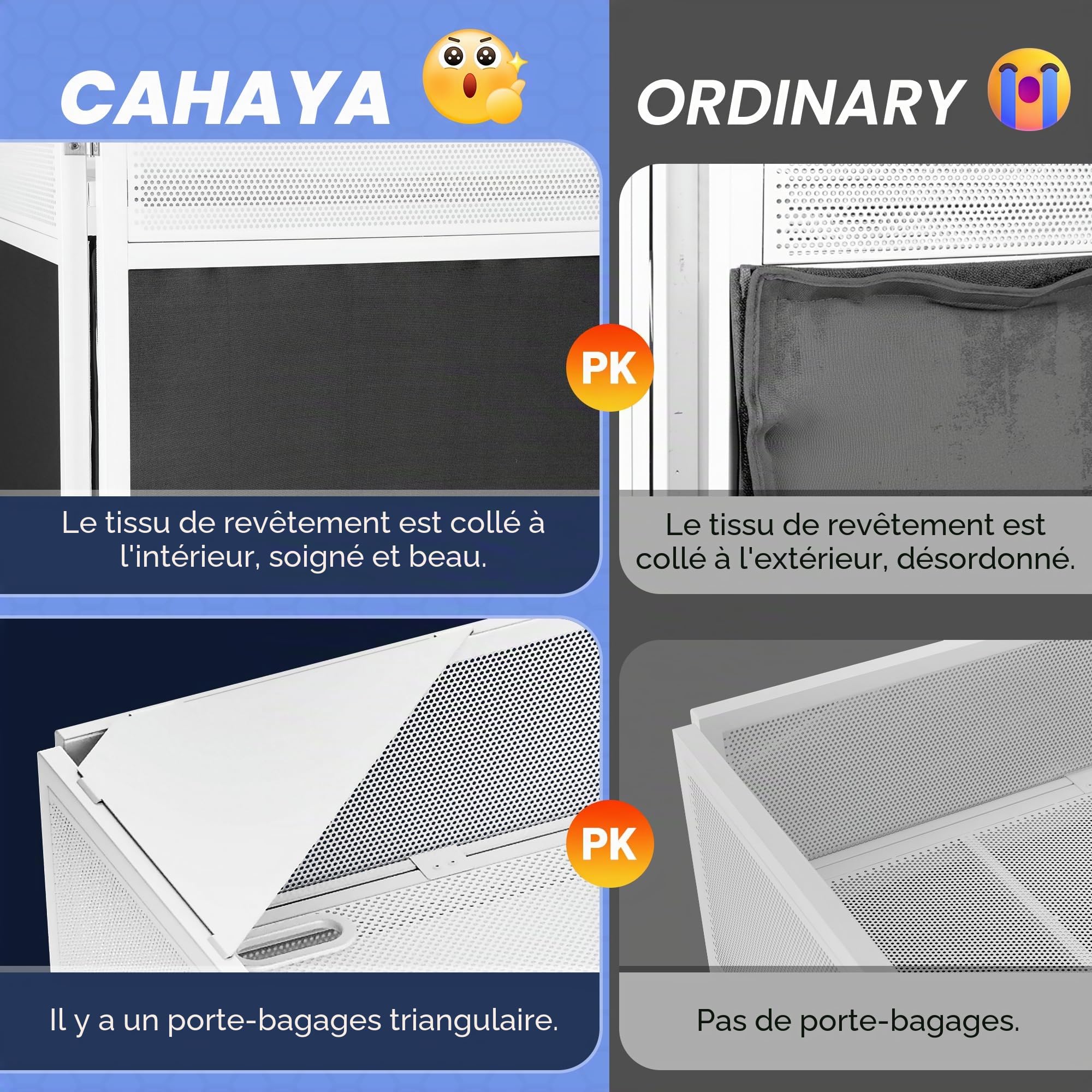 CAHAYA Table de DJ Mobile Pliable – DJ Booth Professionnel avec Panneaux en Tissu Noir et Blanc, Cadre en métal Solide, Gestion des câbles et Sac de Transport, Station de Travail DJ pour Manette et