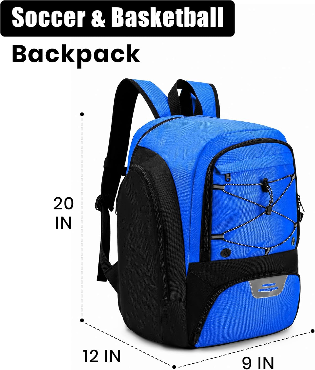 Soccer Backpack with Ball Holder,Youth soccer Bag for Basketball,Volleyball-Includes Separate Shoe Compartment&and Insulation (Blue)