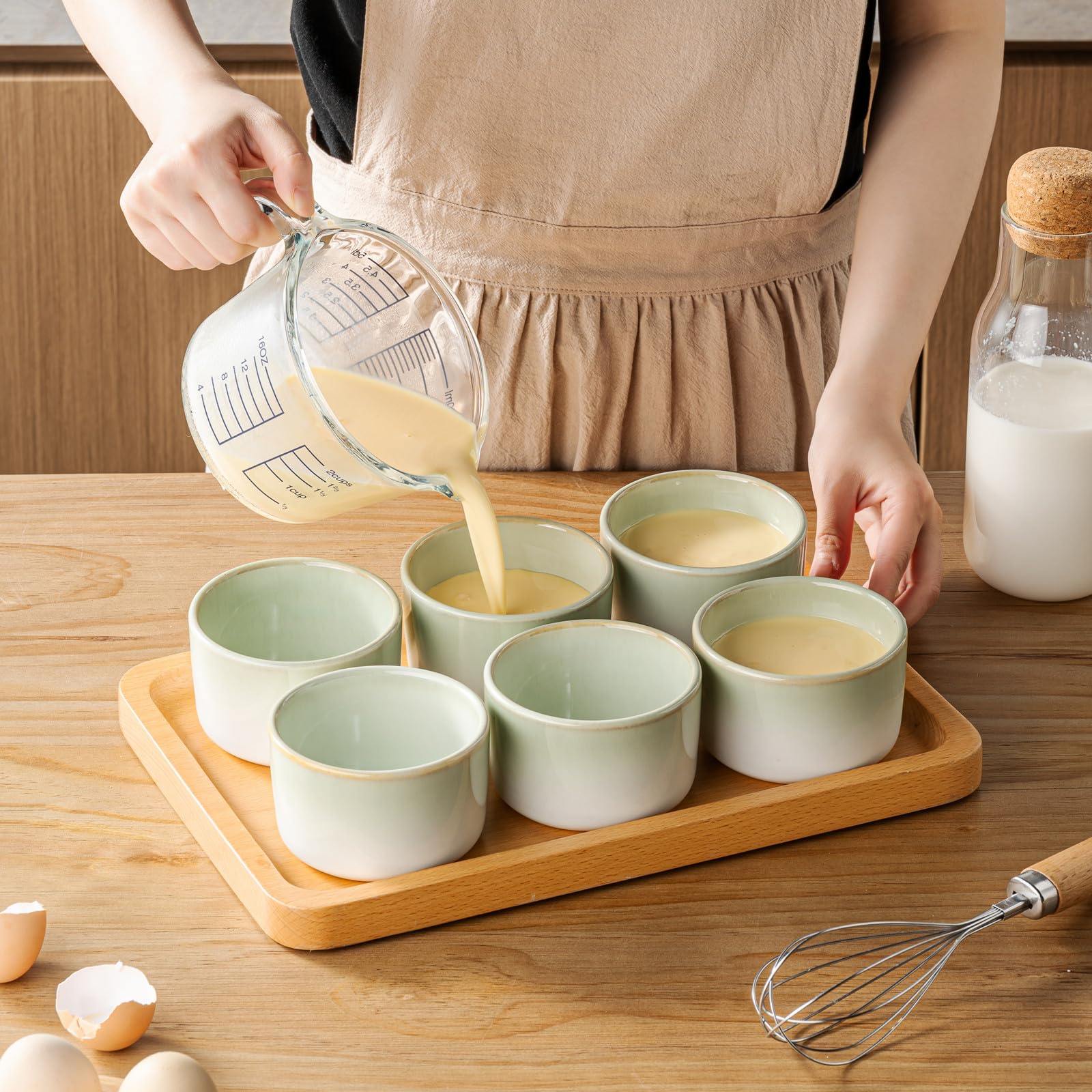 Lot de 6 moules à soufflé en porcelaine de 180 ml pour crème brûlée, à dessert, muffins
