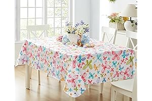 Newbridge Butterflies are Free Spring 52 x 52 inch Vinyl Flannel Backed Tablecloth in Pastel