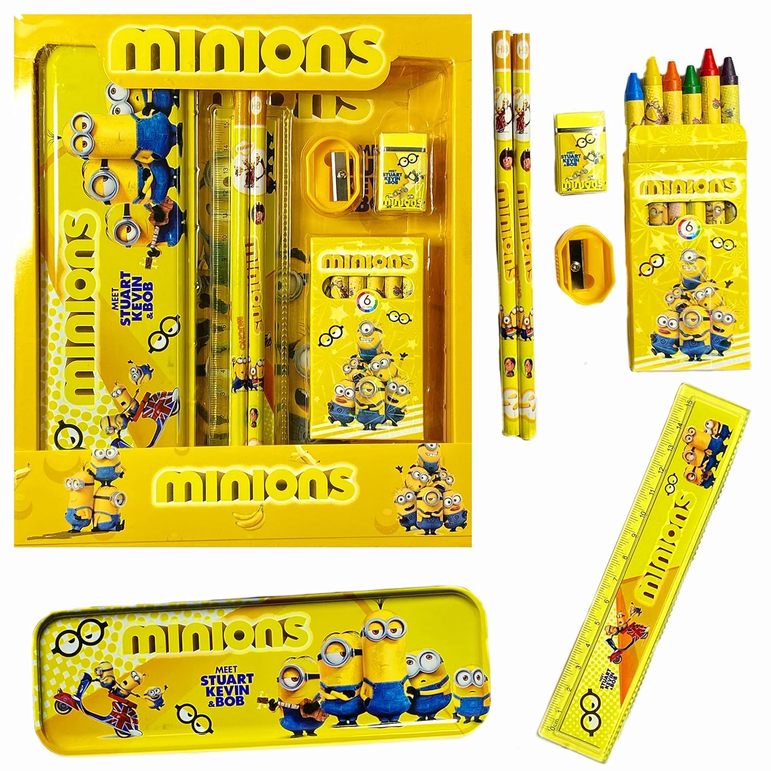 TOYSM Minion Design Printed Stationary Gift Set for Boys and Girls with Pencil Box, Colour Set, Pencil, Eraser, Scale and Sharpener,6 in 1 Stationary Kit for Birthday Gifts (B0CM17G2FQ) Amazon Price History, Amazon Price Tracker