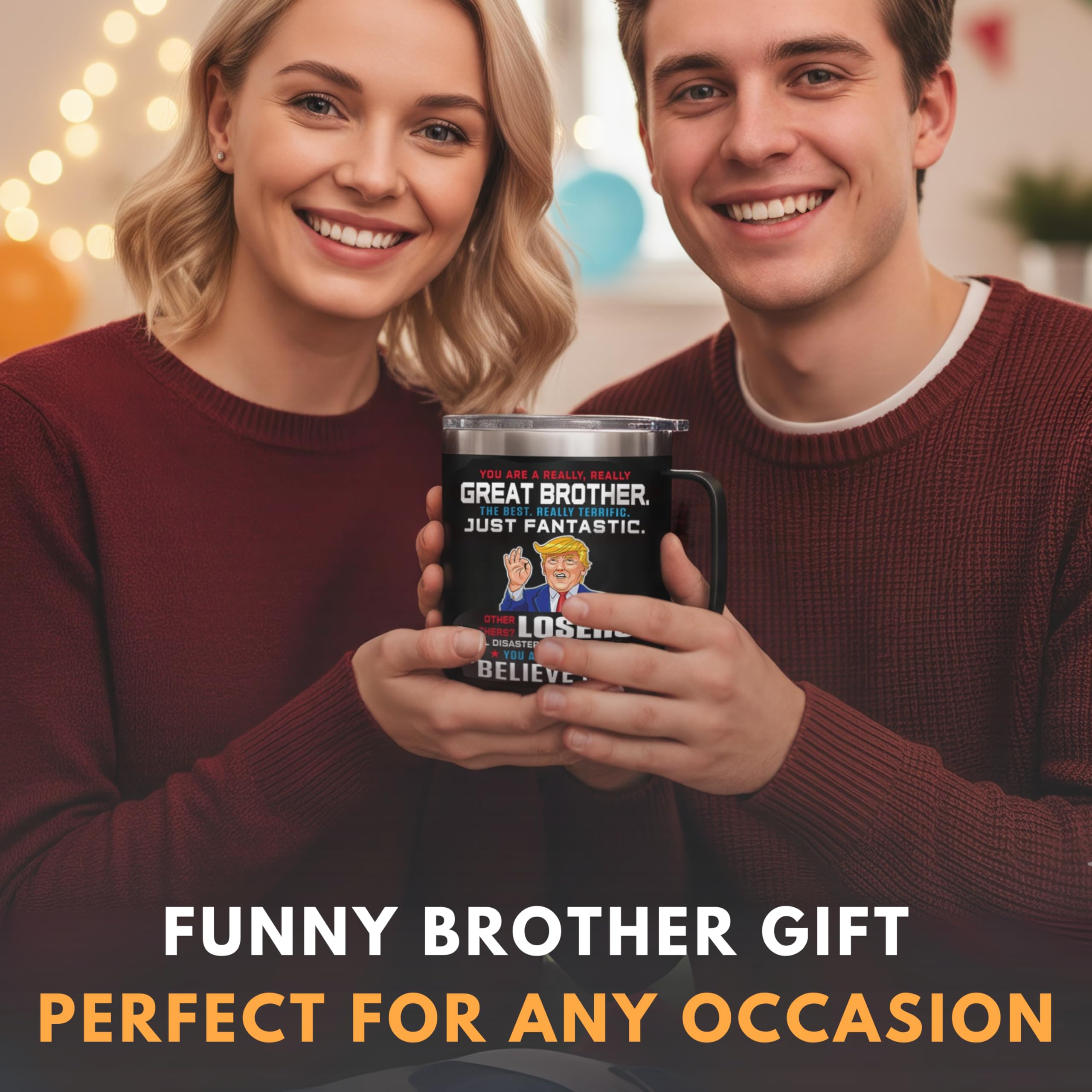 Gifts for Brother from Sister, Birthday Gift for Adult Older Bro, You Are A Really Great Brother Mug Tumbler 14Oz - Insulated Coffee Cup with Lid and Gift Box
