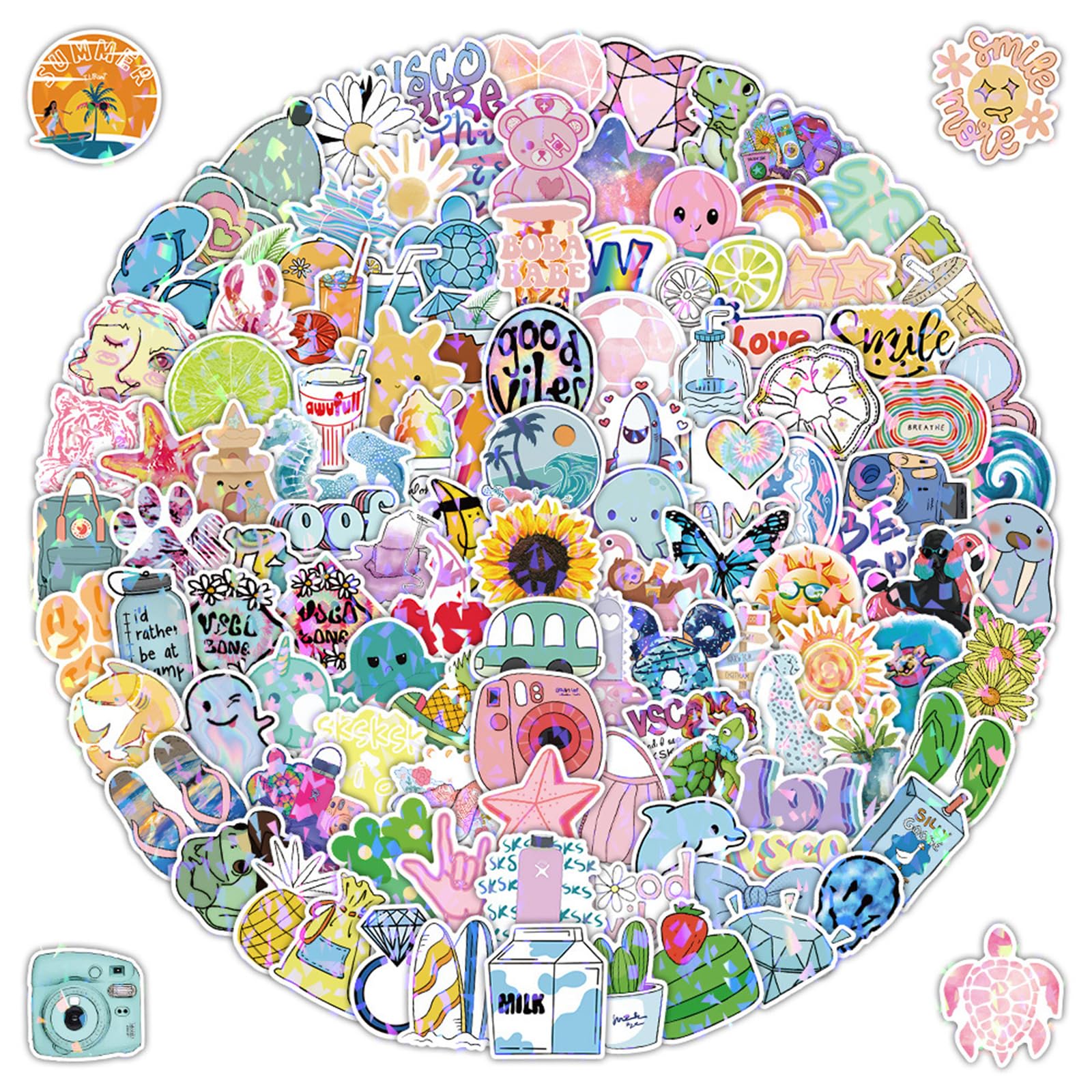 Stickers holographiques pailletés pour personnaliser une gourde ou un journal