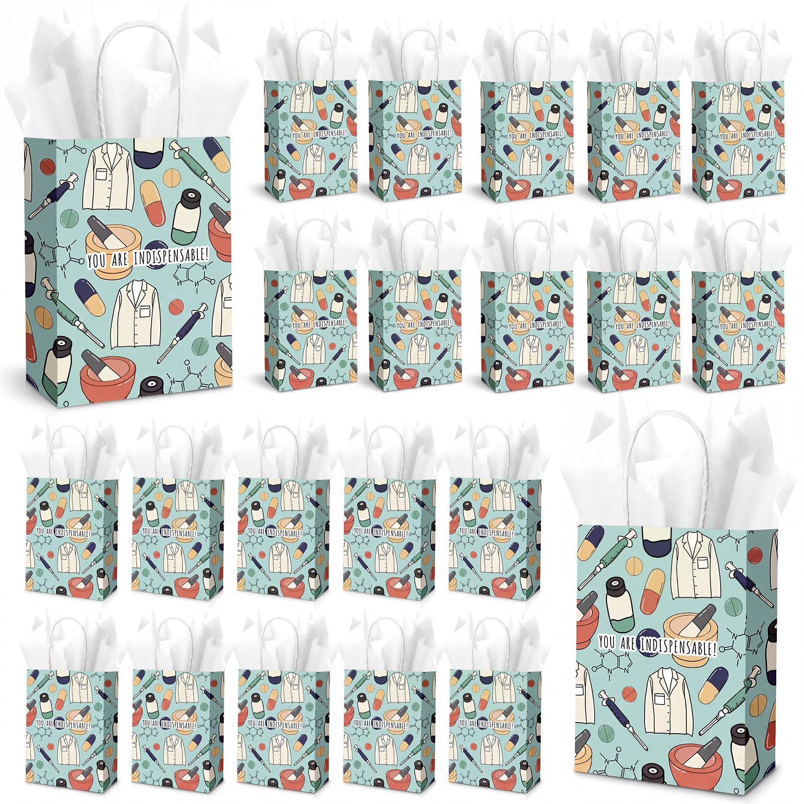 TaoBary 32 Sets Pharmacy Week Gifts Pharmacy Technician Paper Gift Bag