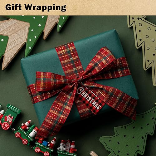 Miniatura 4 de RUSPEPA Rollo de papel de regalo kraft verde oscuro, 17.5" x 393" (32.8'), papel reciclable verde para regalos de arte y manualidades, 80GSM,