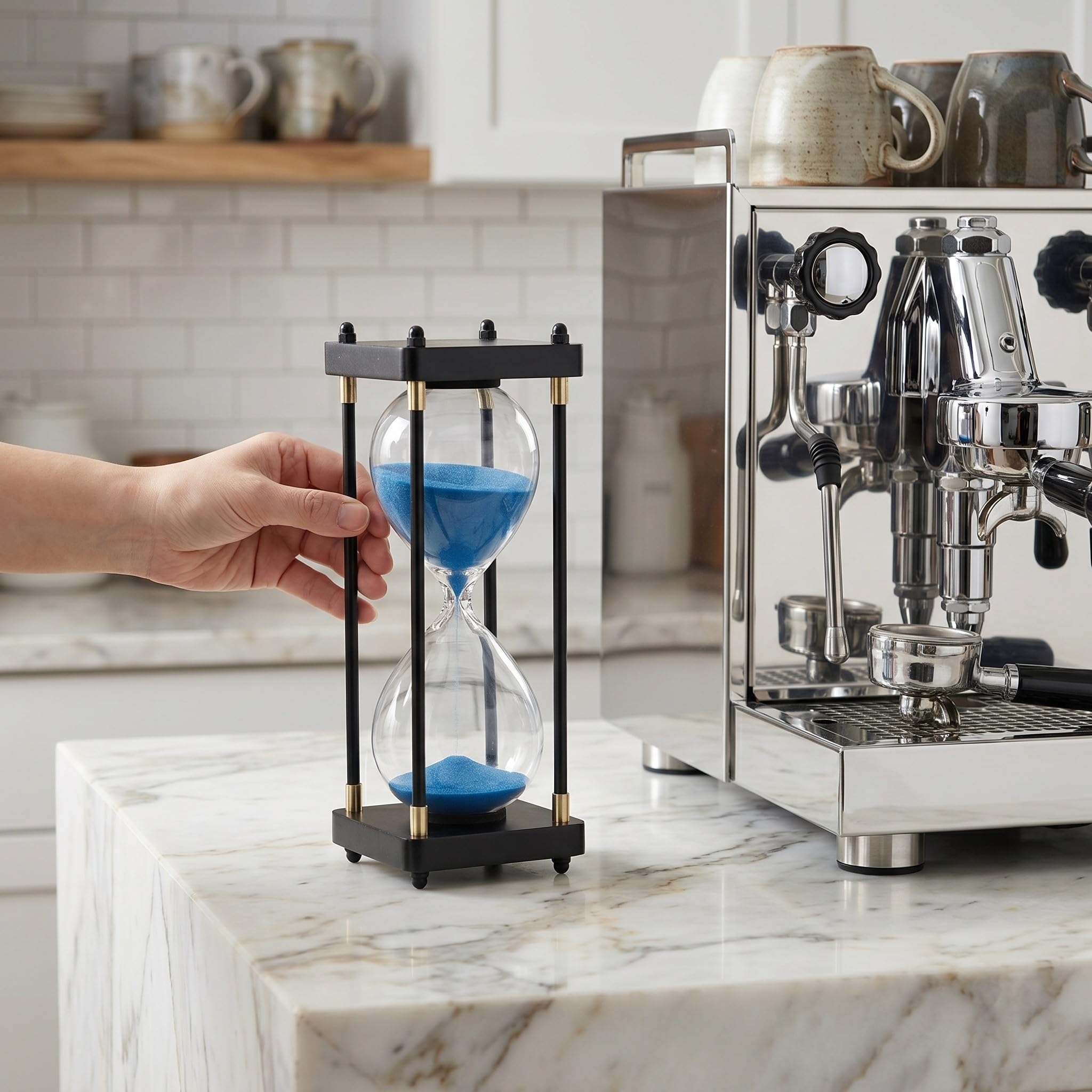 Reloj de Arena de Cristal Azul de 60 Minutos para Oficina y Juegos