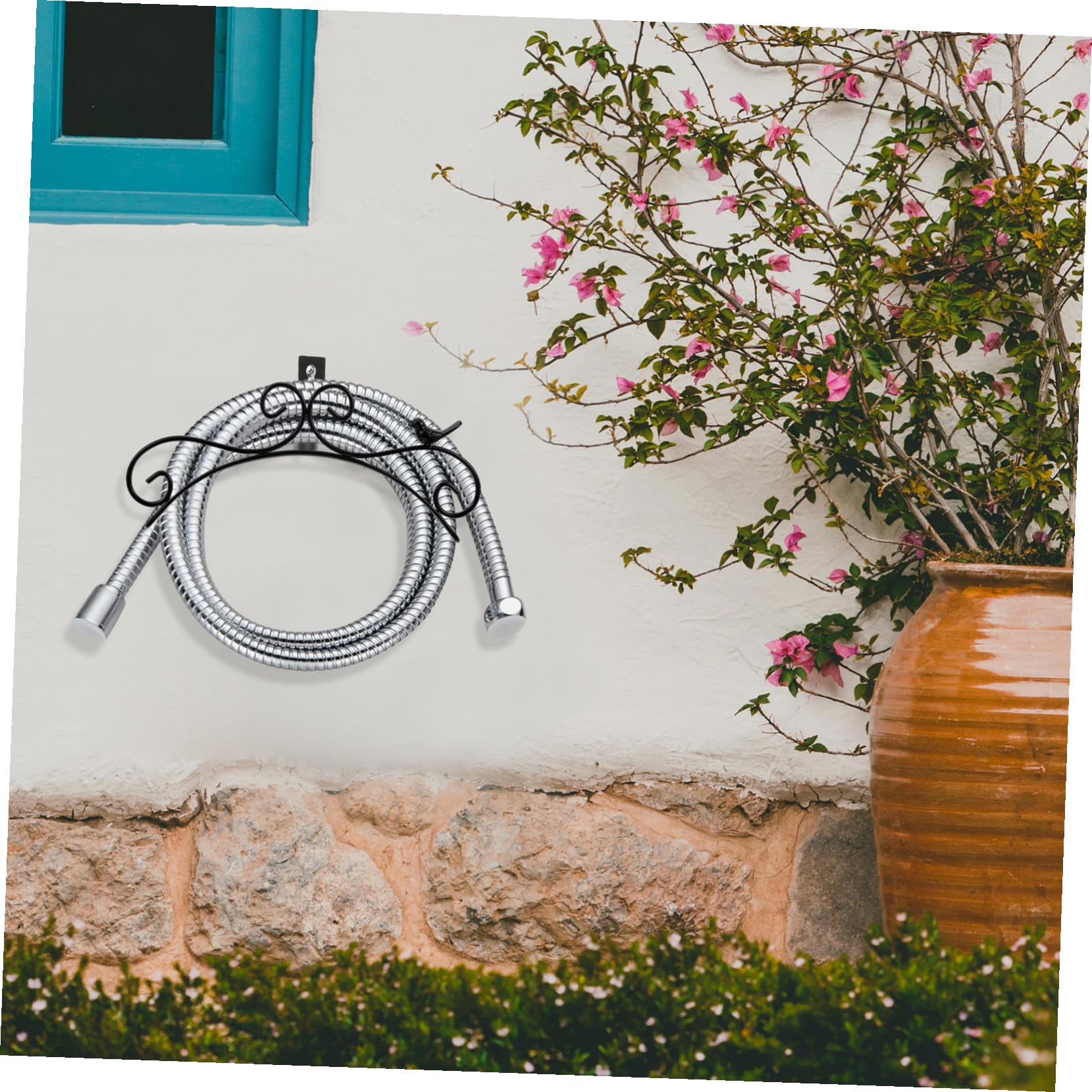 VANZACK Hierro Negro Soporte Retro para Manguera de Jardín, Pared