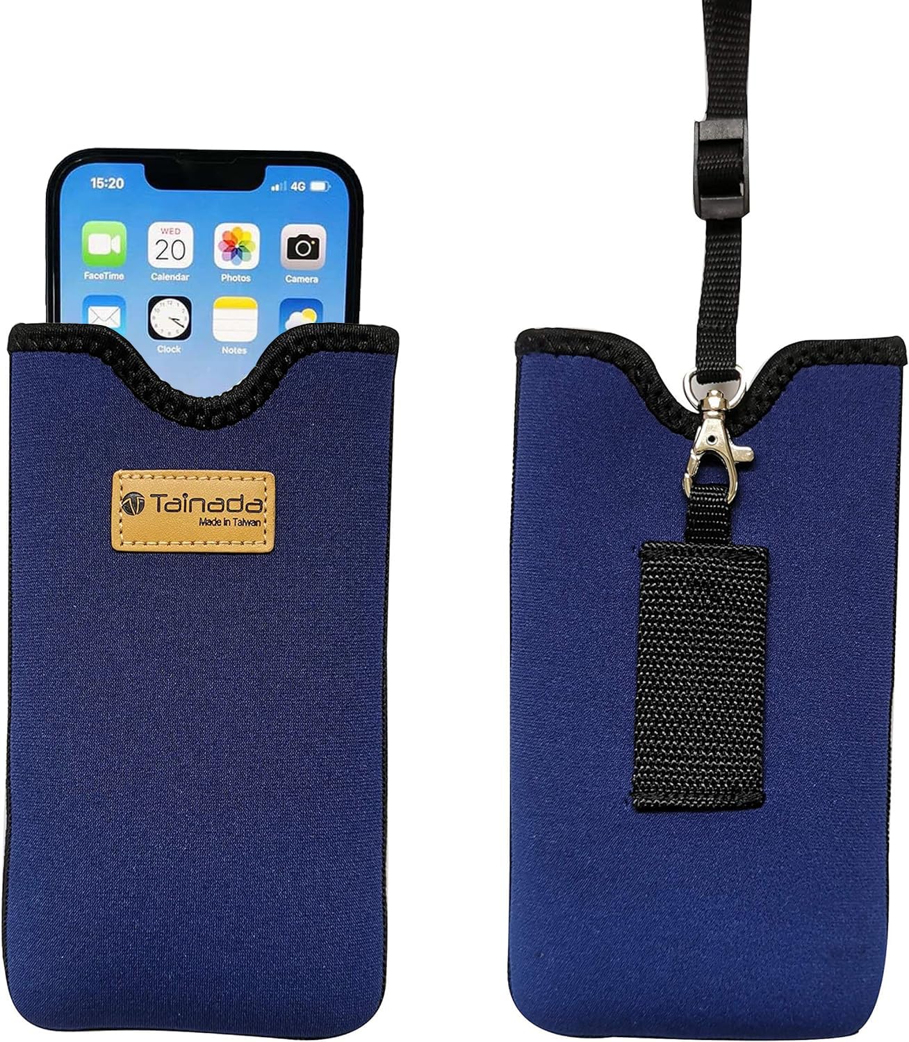 Tainada Neoprene Phone Holder Sleeve w/Belt Loop Holster (Navy Blue)