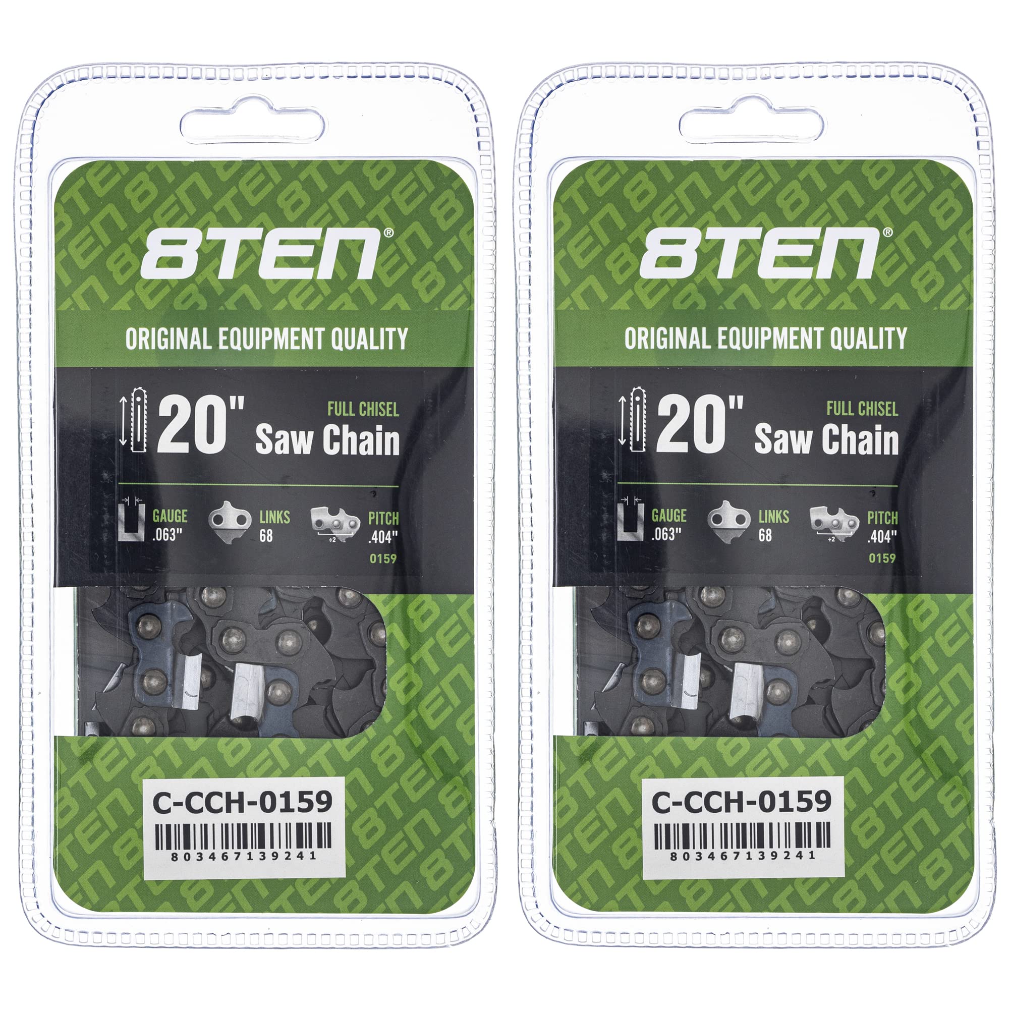 Amazon.com: 8TEN Full Chisel Chainsaw Chain 20 Inch .063 .404 68DL