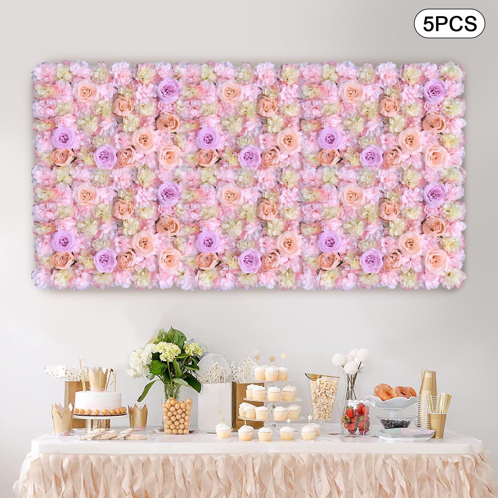 Paneles de pared de flores artificiales, protección visual, valla para balcón, puerta de jardín, decoración de pared, decoración romántica para cualquier ocasión, 60 × 40 cm para jardines