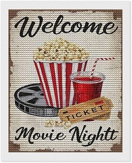 ETTUWNUI Diamond Painting Kits for Adults - Welcome Movie Night Popcorn & Ticket Painting DIY 5D Full Drill Diamond Dots Paintings with Diamonds Gem Art and Crafts Home Decor 16"x20"