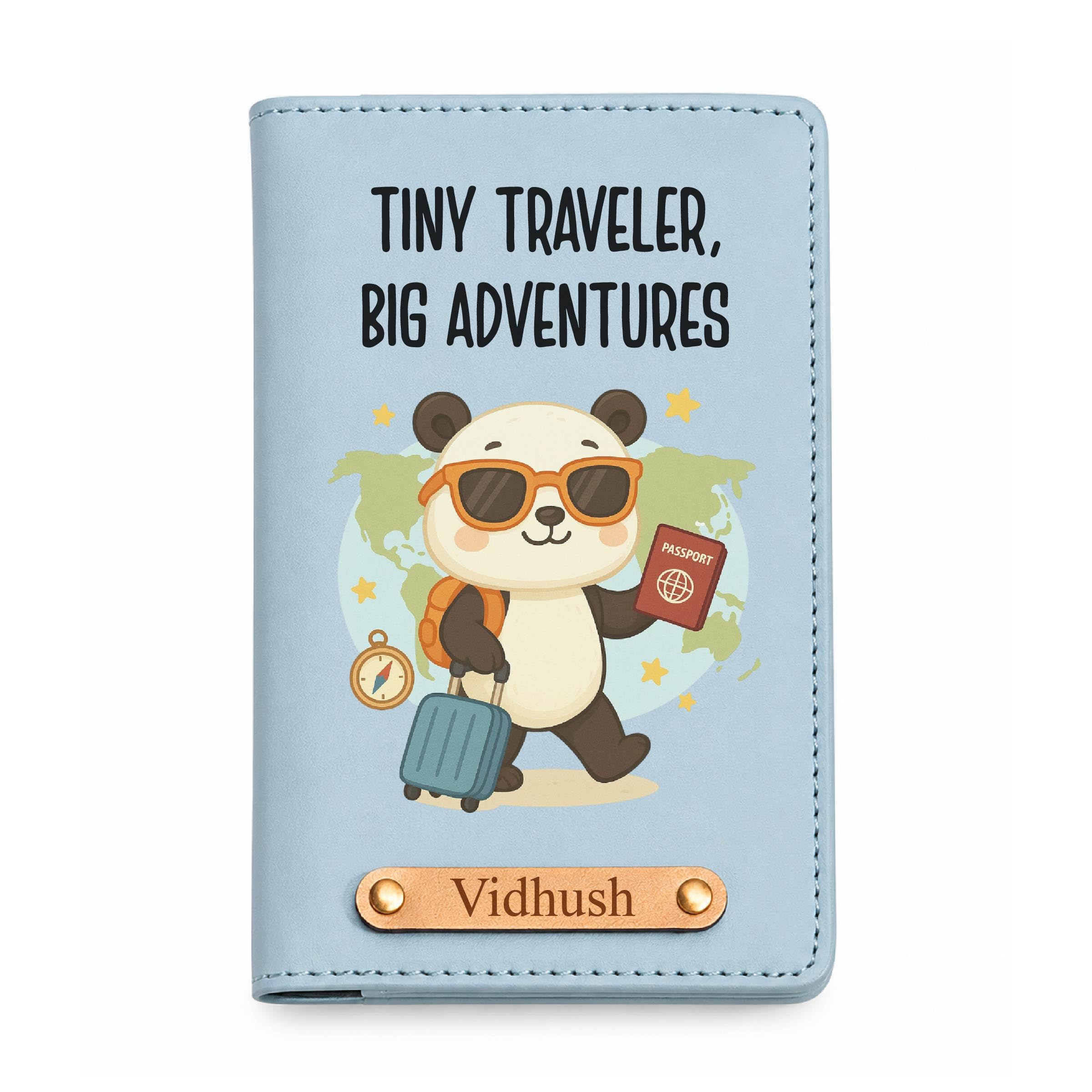 Customizable Kids Passport Cover with Cute Cartoon Design | Premium Faux Leather Passport Holder | Wallet with 4 Card Slots, Cash Pocket & Elastic Band Closure | Gift for Boys & Girls-image-7