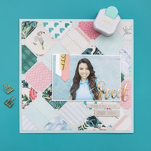 Vista 12 de We R Memory Keepers Perforadora de esquina diagonal de 3 vías, blanco, perforadores de papel para manualidades, páginas de álbumes de recortes