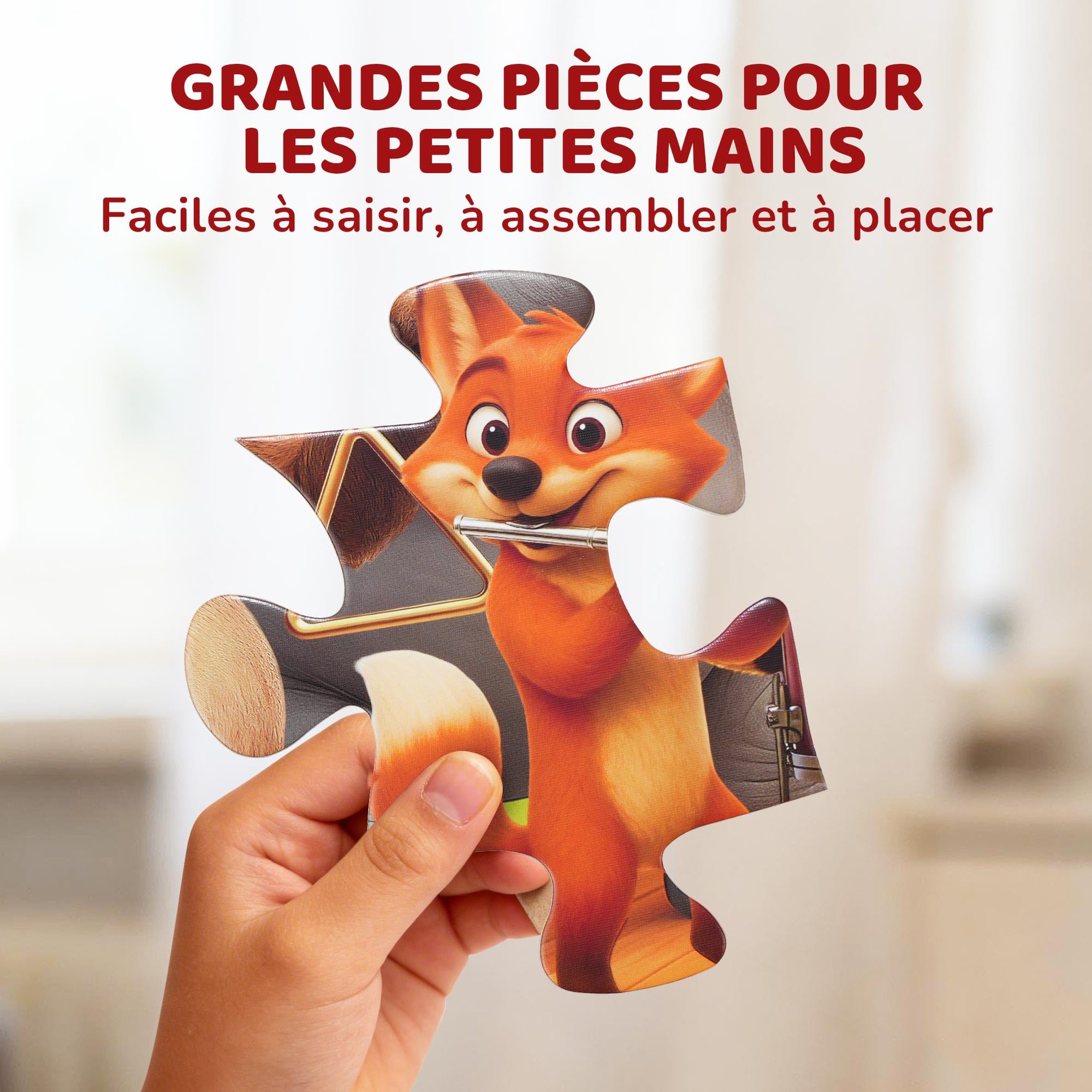 BenBen Grand puzzle de sol à partir de 3 4 ans, puzzle XXL pour enfants de 48 pièces, 90 x 60 cm, cadeau pour garçons et filles, concerts d'animaux