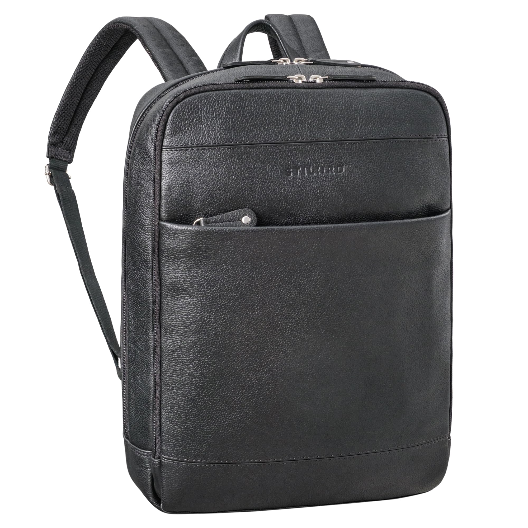 STILORD Leo Sac à Dos à Main avec Ventilation Dorsale Sac à Dos en Cuir pour Ordinateur Portable 15,6 Pouces Sacs à Dos de Jour Couleur:Noir