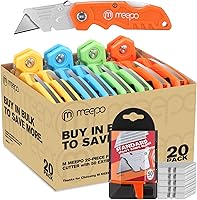 Vista 1 de Box Cutter, 20-Pack Tough Folding Box Cutter Bulk for Heavy Duty Purpose, Razor Sharp Utility Knife Bulk, with Extra 50-Piece Blades, Can cut