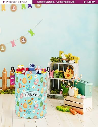 Miniatura 10 de Cesta de lavandería grande de tela de lona ligera, organizador de juguetes, ropa sucia, plegable, impermeable, para dormitorios universitarios,