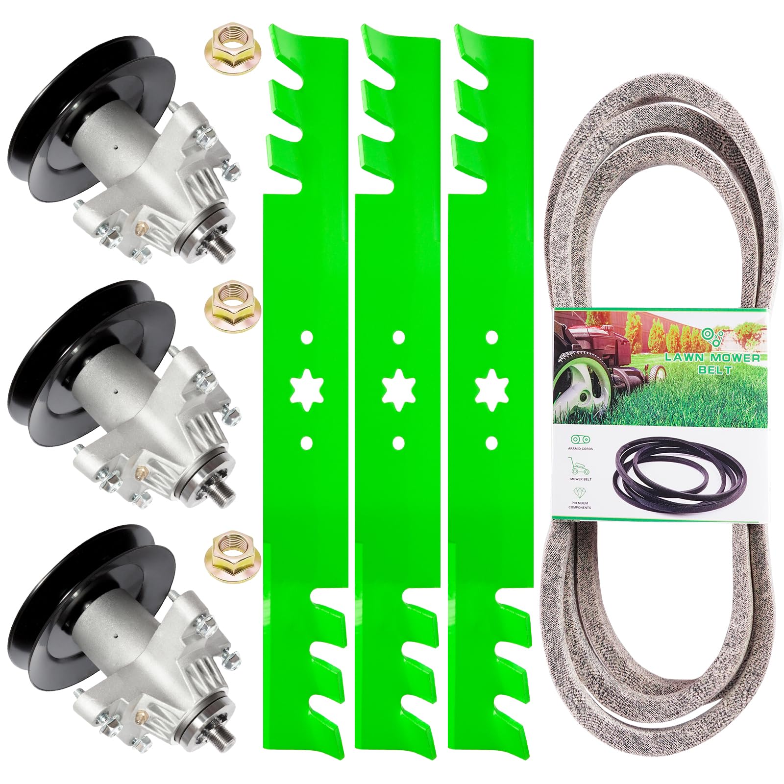 50 inch Deck Rebuild Kit for MT D Cub Cad et White Outdoor ZT50 RZT50 Includes 3 Spindles 618-04126 618-04126A 3 Blades 742-04053 490-110-C123 1 Be lt 754-04044