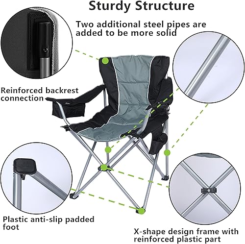 Miniatura 29 de Silla ligera plegable sillas de camping, silla de mochilero sillas de senderismo ultraligeras, sillas de camping compactas, capacidad de peso de 176