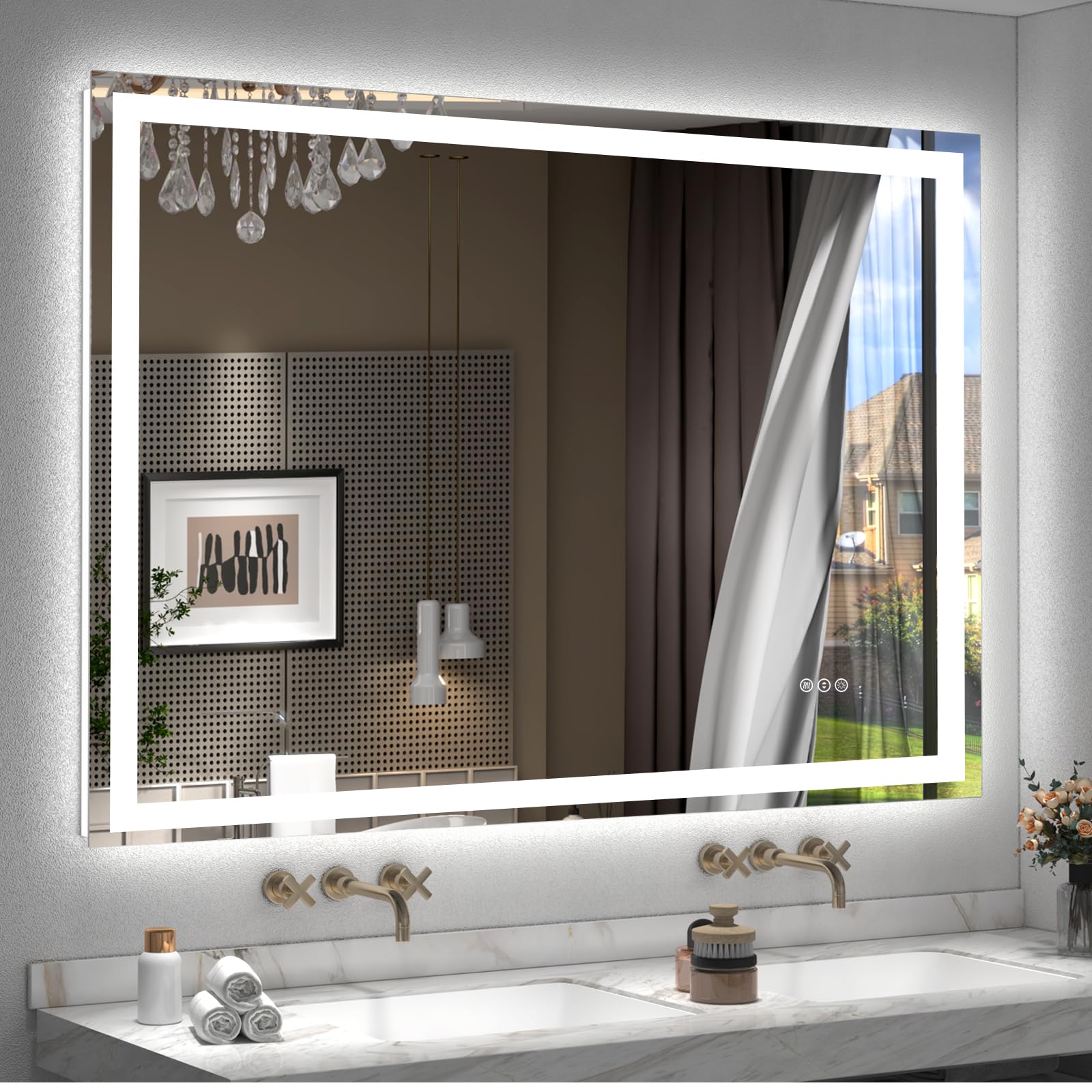 48x40 LED Lighted Bathroom Mirror for Vanity Wall