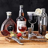 Vista 4 de ONOTEC Kit de camarero con soporte, juego de coctelera de acero inoxidable con herramientas de barra de acero inoxidable, para regalo de Navidad